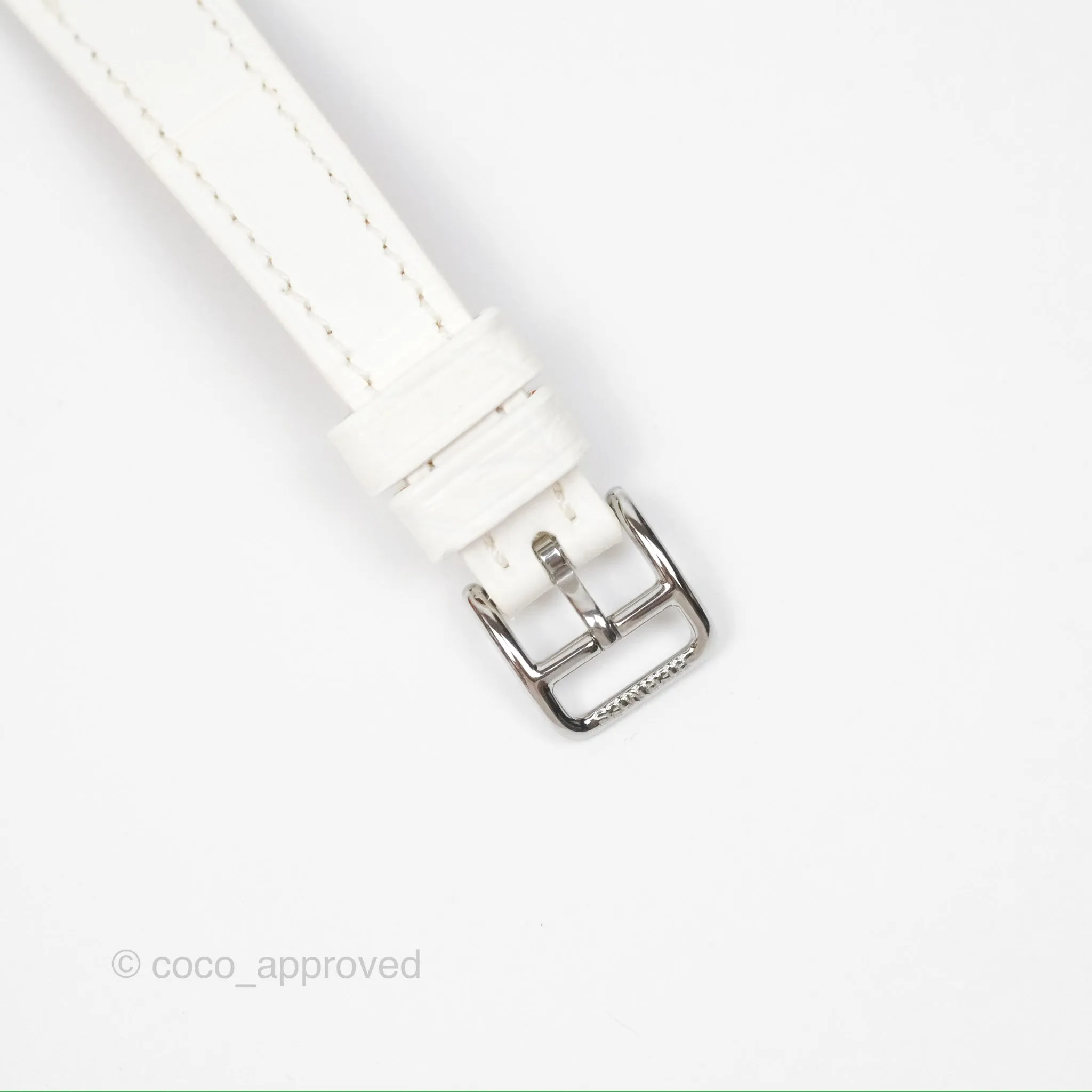 Hermes Heure H Watch Mini Diamonds White Mother-of-pearl White Alligator Leather