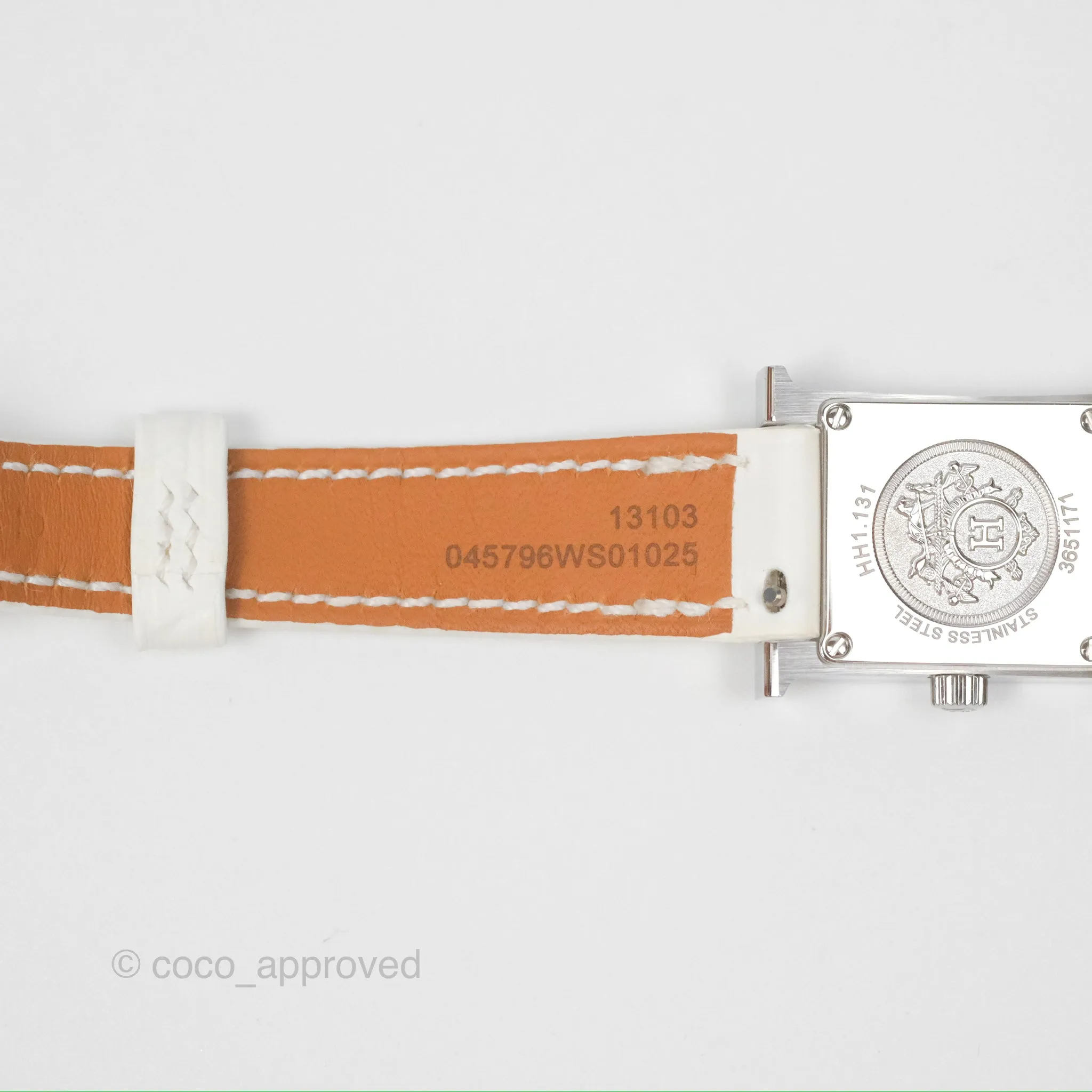 Hermes Heure H Watch Mini Diamonds White Mother-of-pearl White Alligator Leather