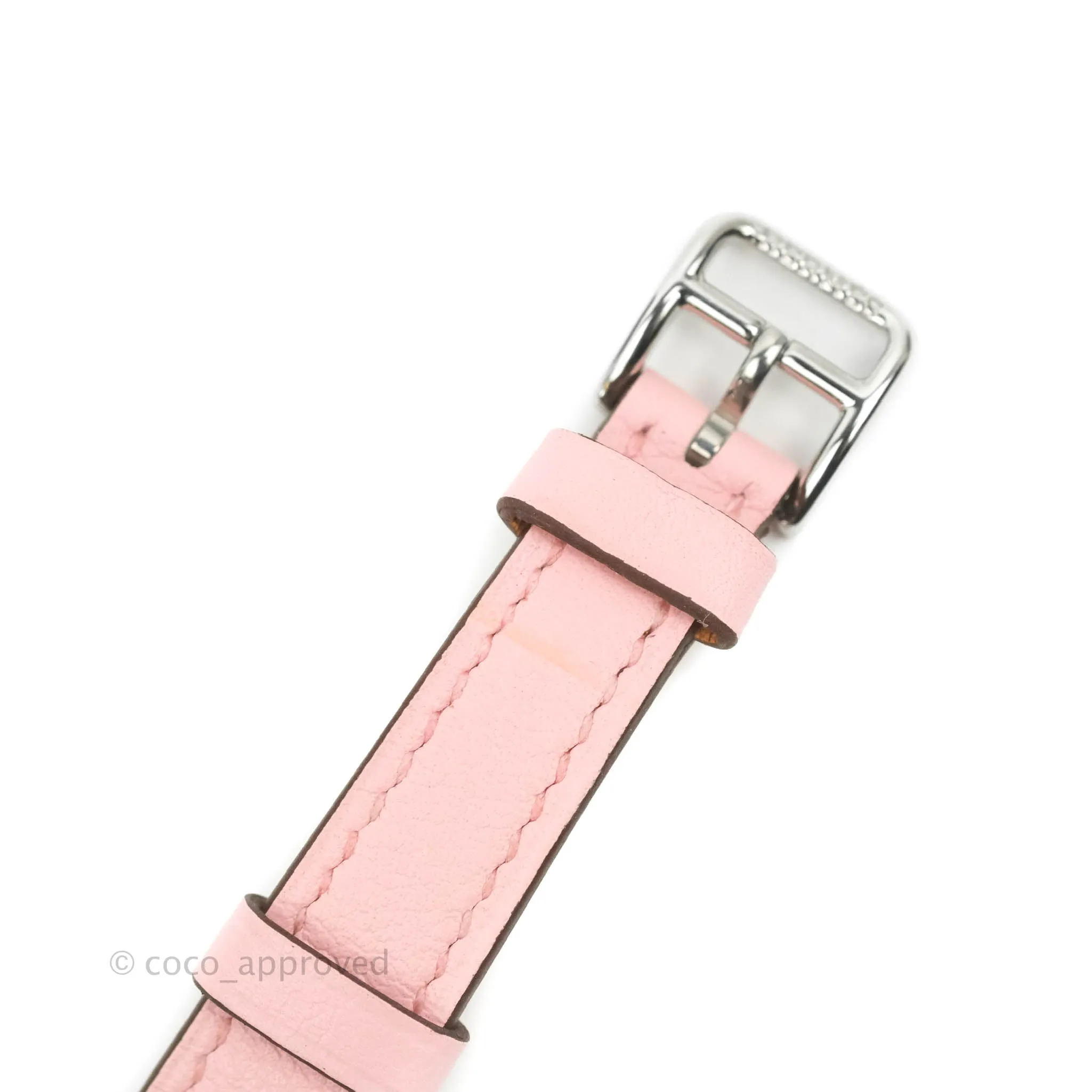 Hermes Heure H Watch Rose Sakura Swift Calfskin Silver Hardware