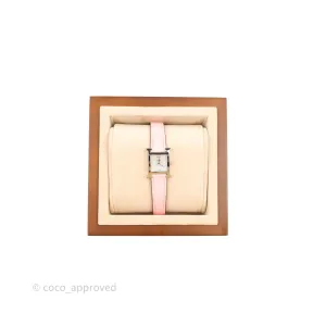 Hermes Heure H Watch Rose Sakura Swift Calfskin Silver Hardware