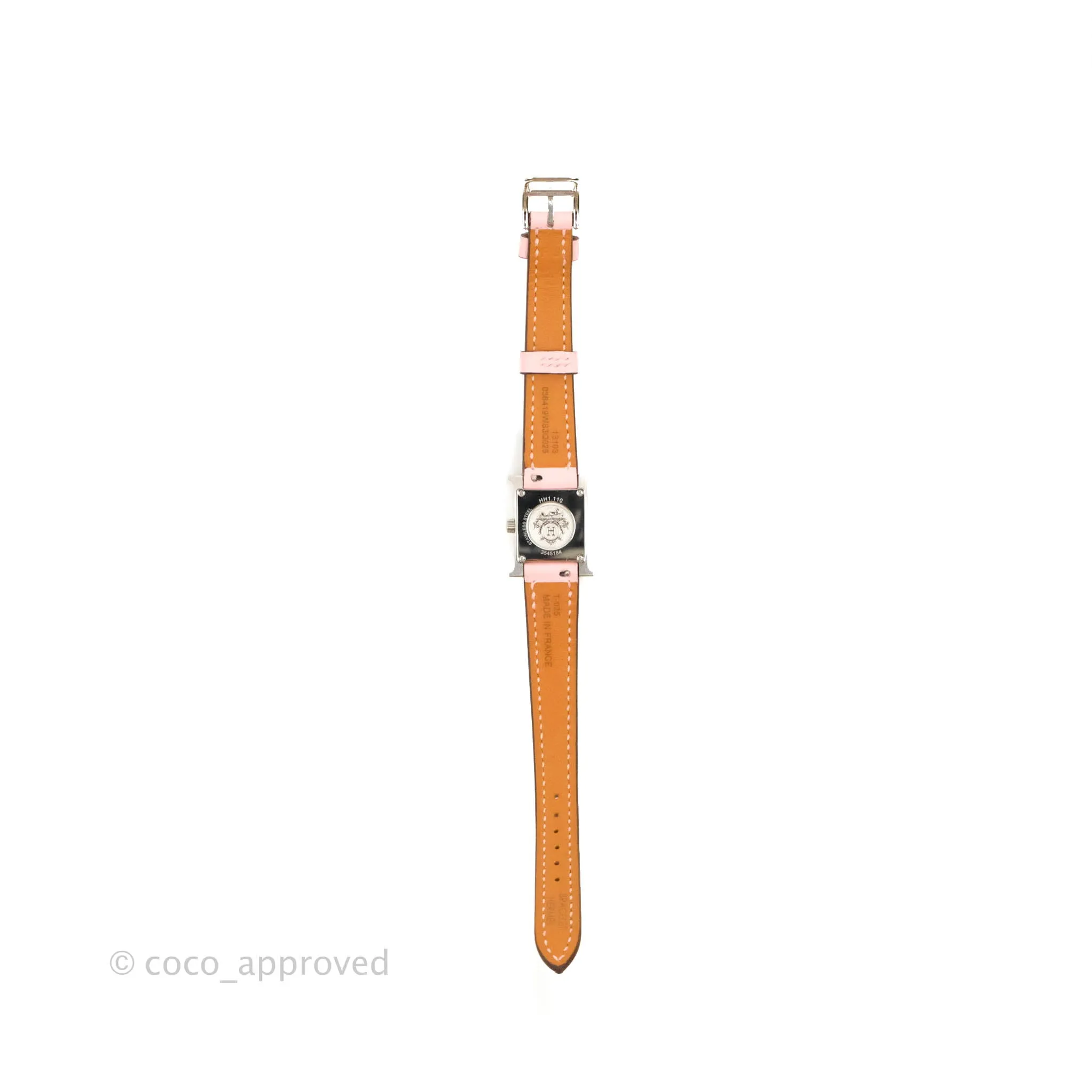 Hermes Heure H Watch Rose Sakura Swift Calfskin Silver Hardware