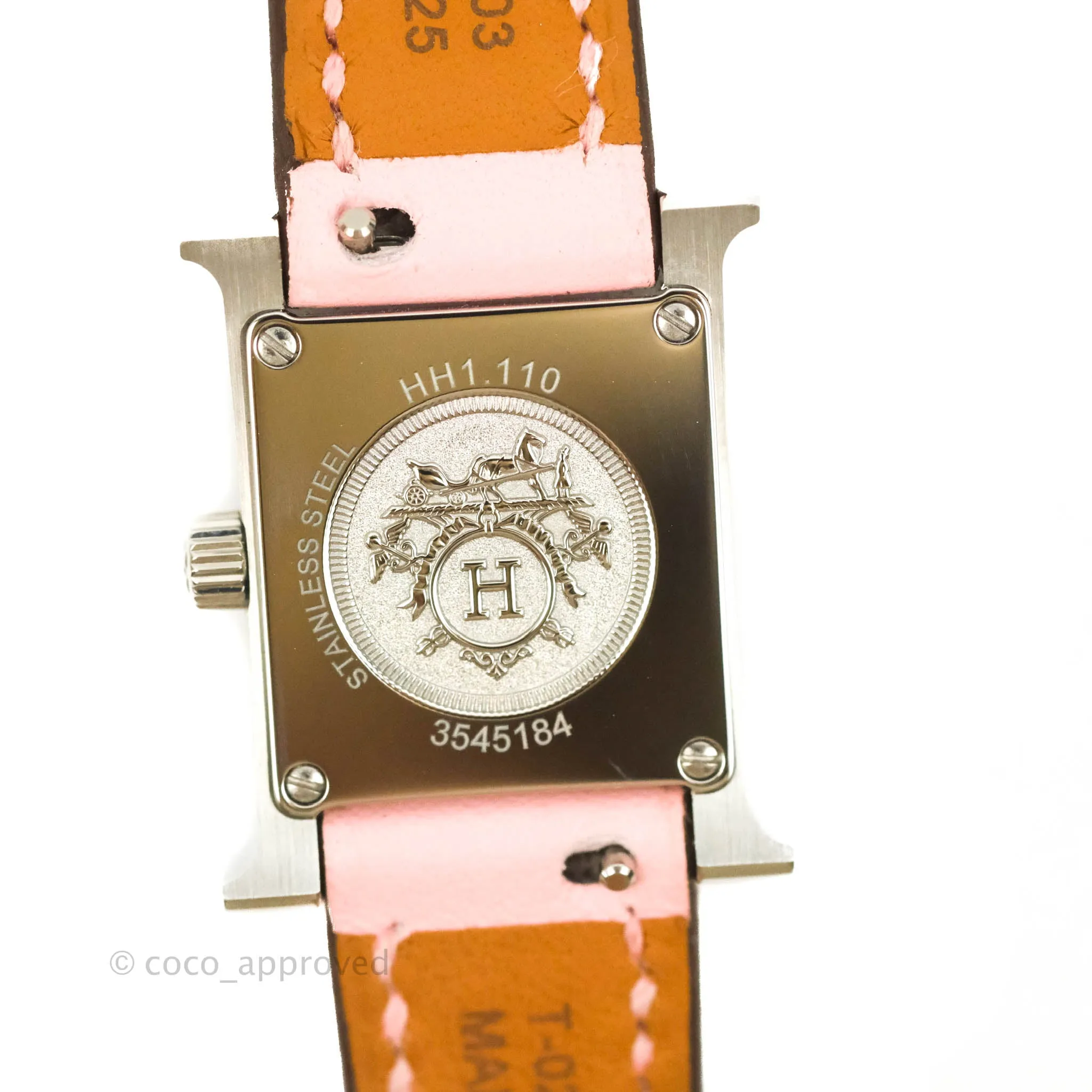 Hermes Heure H Watch Rose Sakura Swift Calfskin Silver Hardware