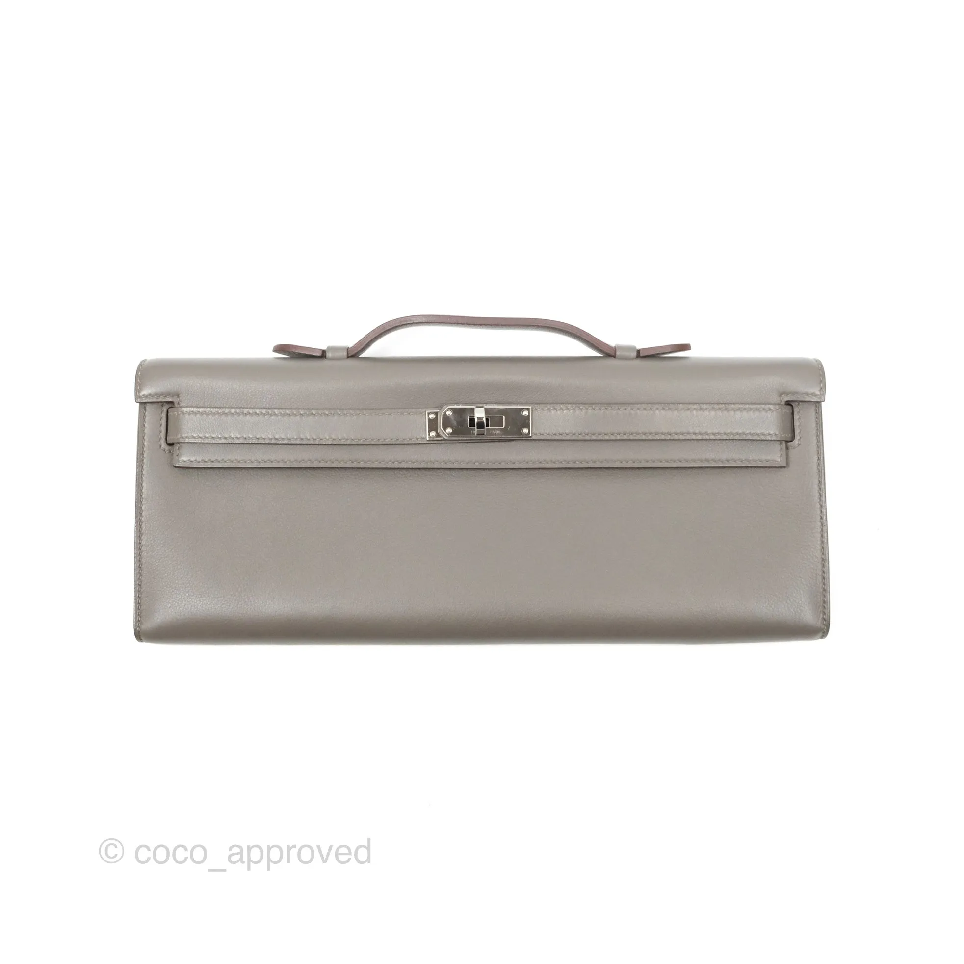 Hermes Kelly Cut Clutch Pochette Gris Asphalt M8 Swift Palladium Hardware