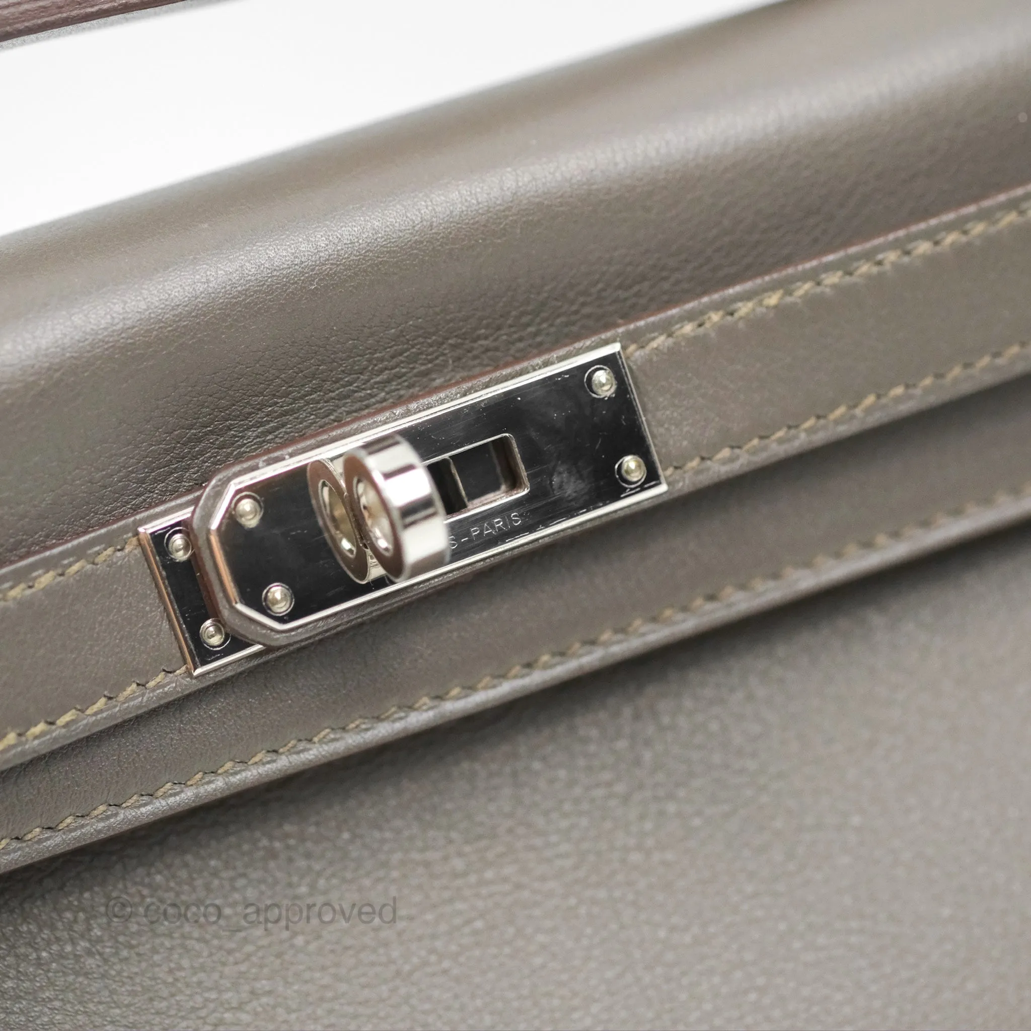 Hermes Kelly Cut Clutch Pochette Gris Asphalt M8 Swift Palladium Hardware