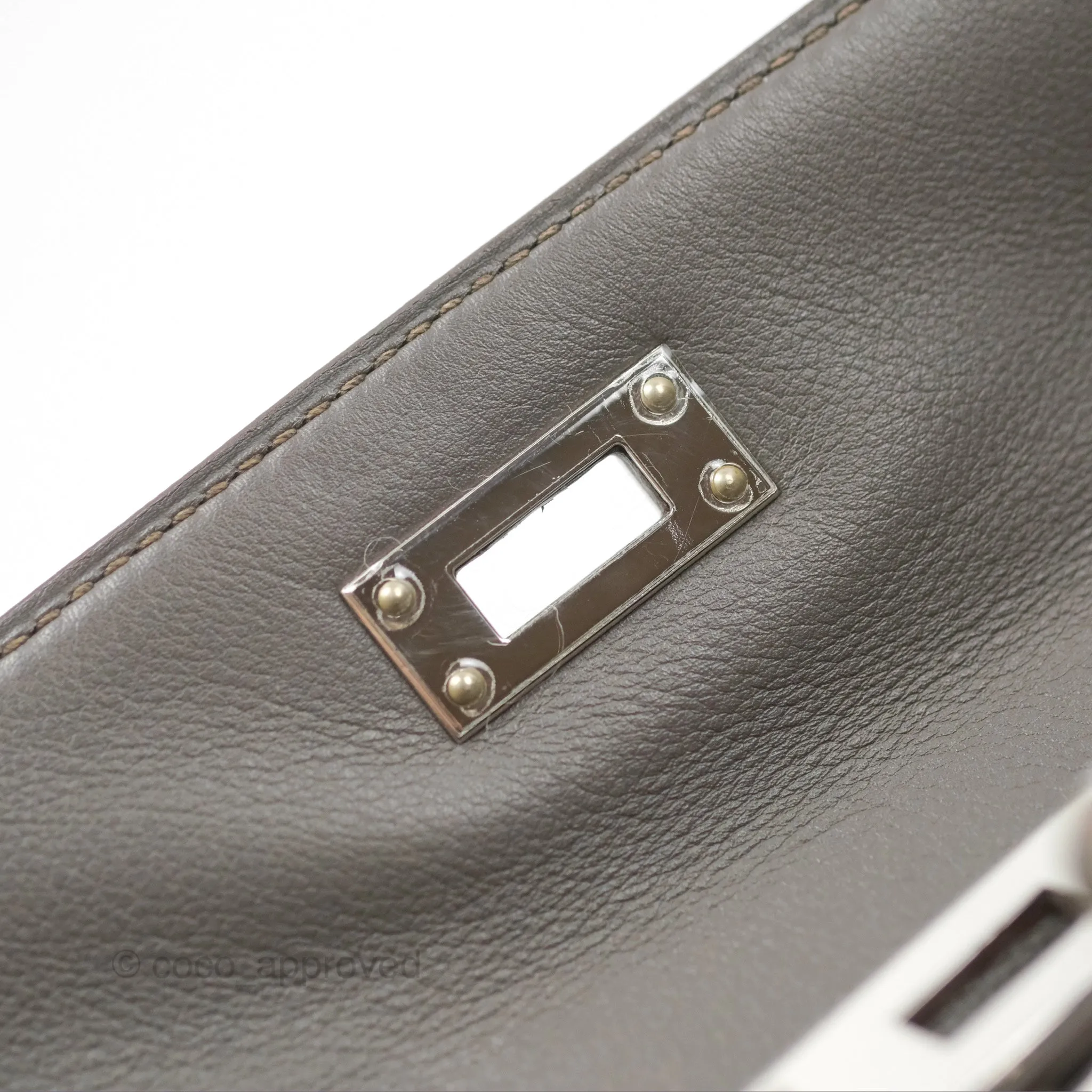 Hermes Kelly Cut Clutch Pochette Gris Asphalt M8 Swift Palladium Hardware