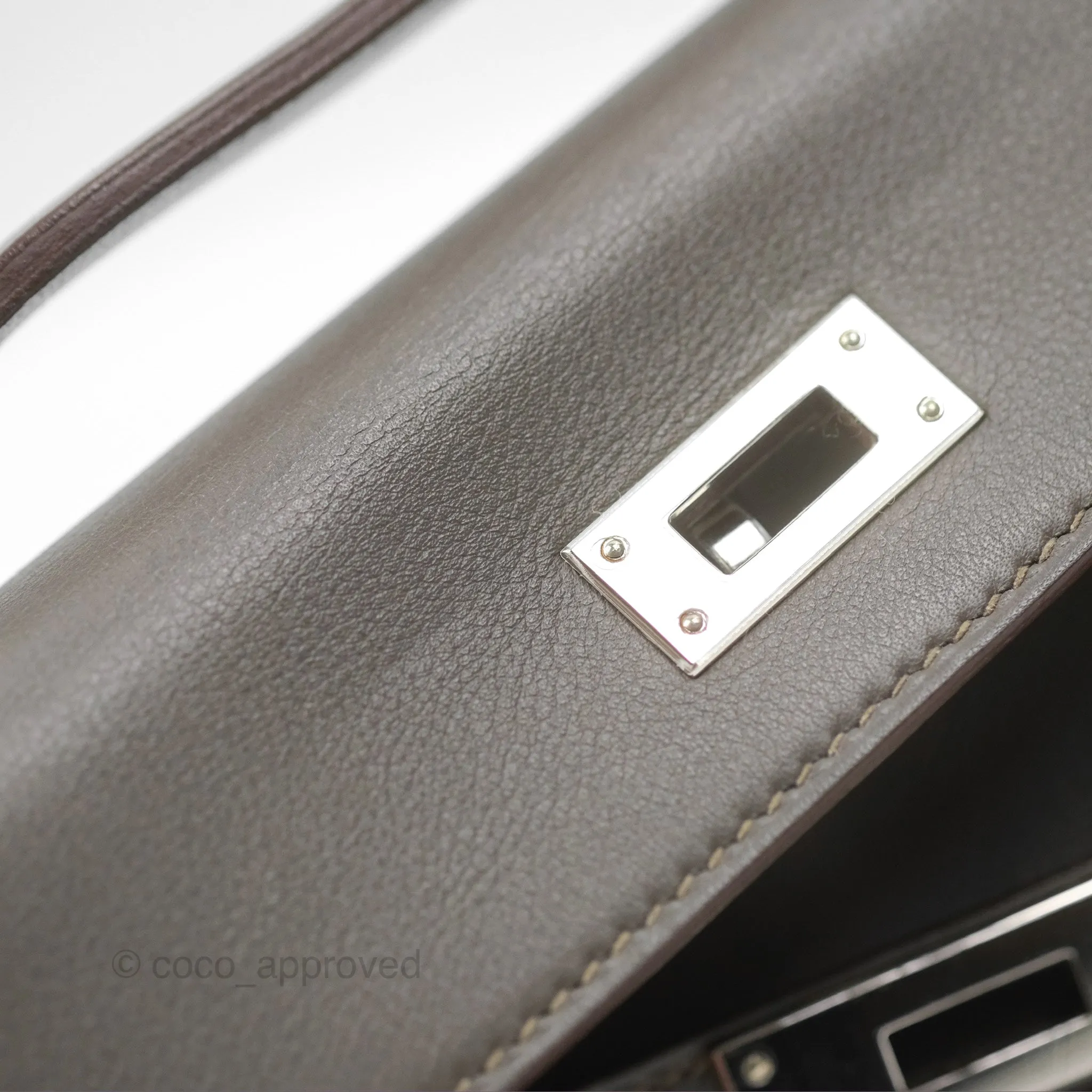 Hermes Kelly Cut Clutch Pochette Gris Asphalt M8 Swift Palladium Hardware