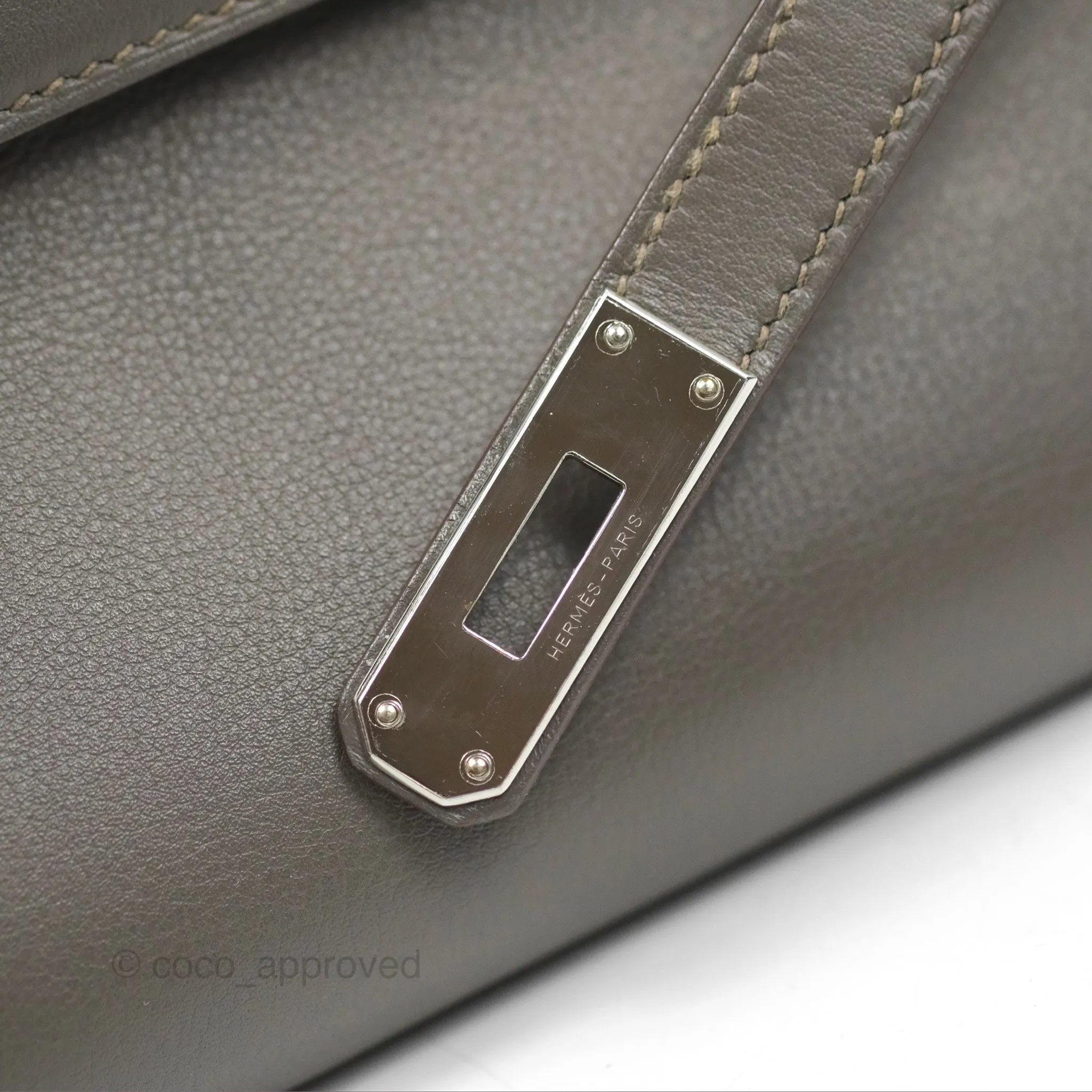 Hermes Kelly Cut Clutch Pochette Gris Asphalt M8 Swift Palladium Hardware