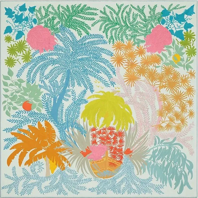Hermes Le Jardin des Peintres Double Face Scarf 90