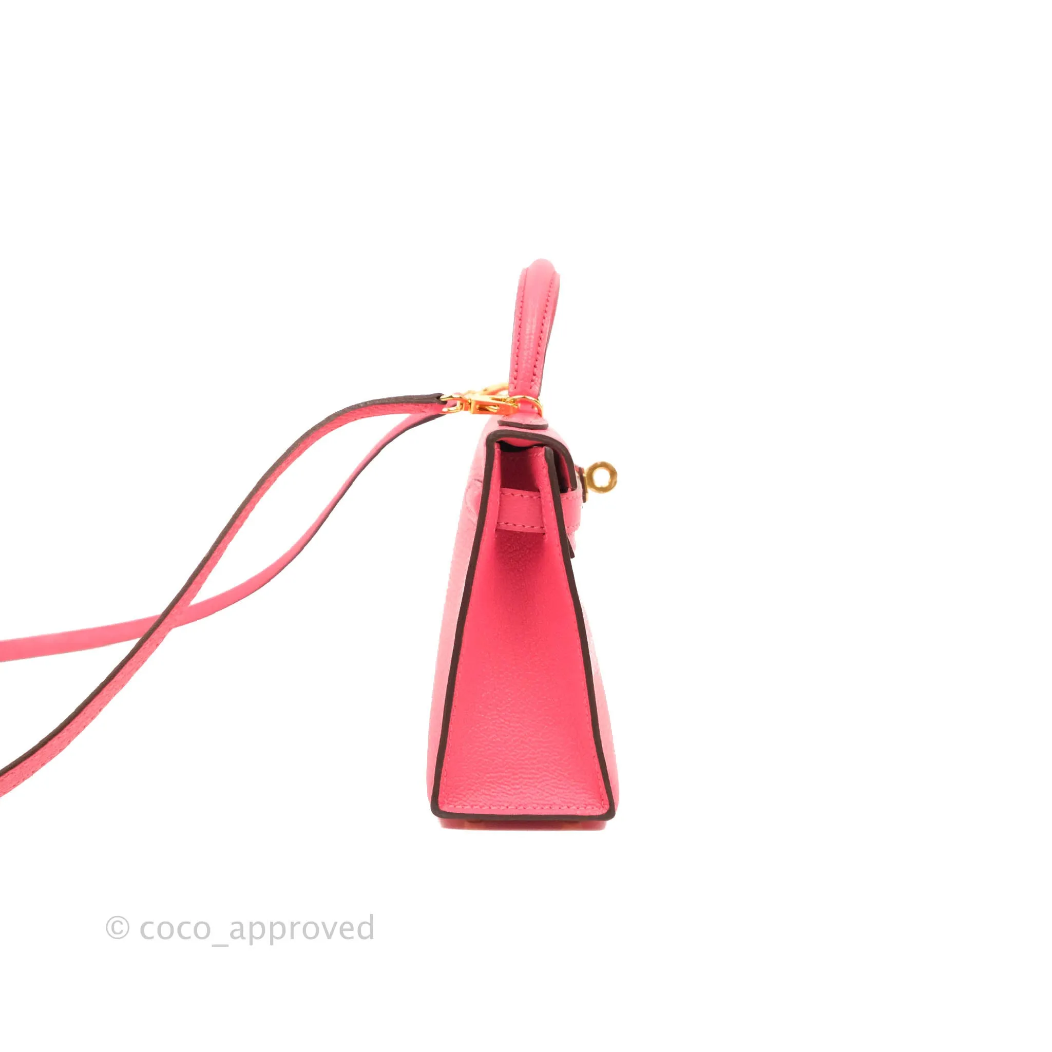 Hermes Mini Kelly II Chevre Mysore U5 Rose Lipstick Gold Hardware
