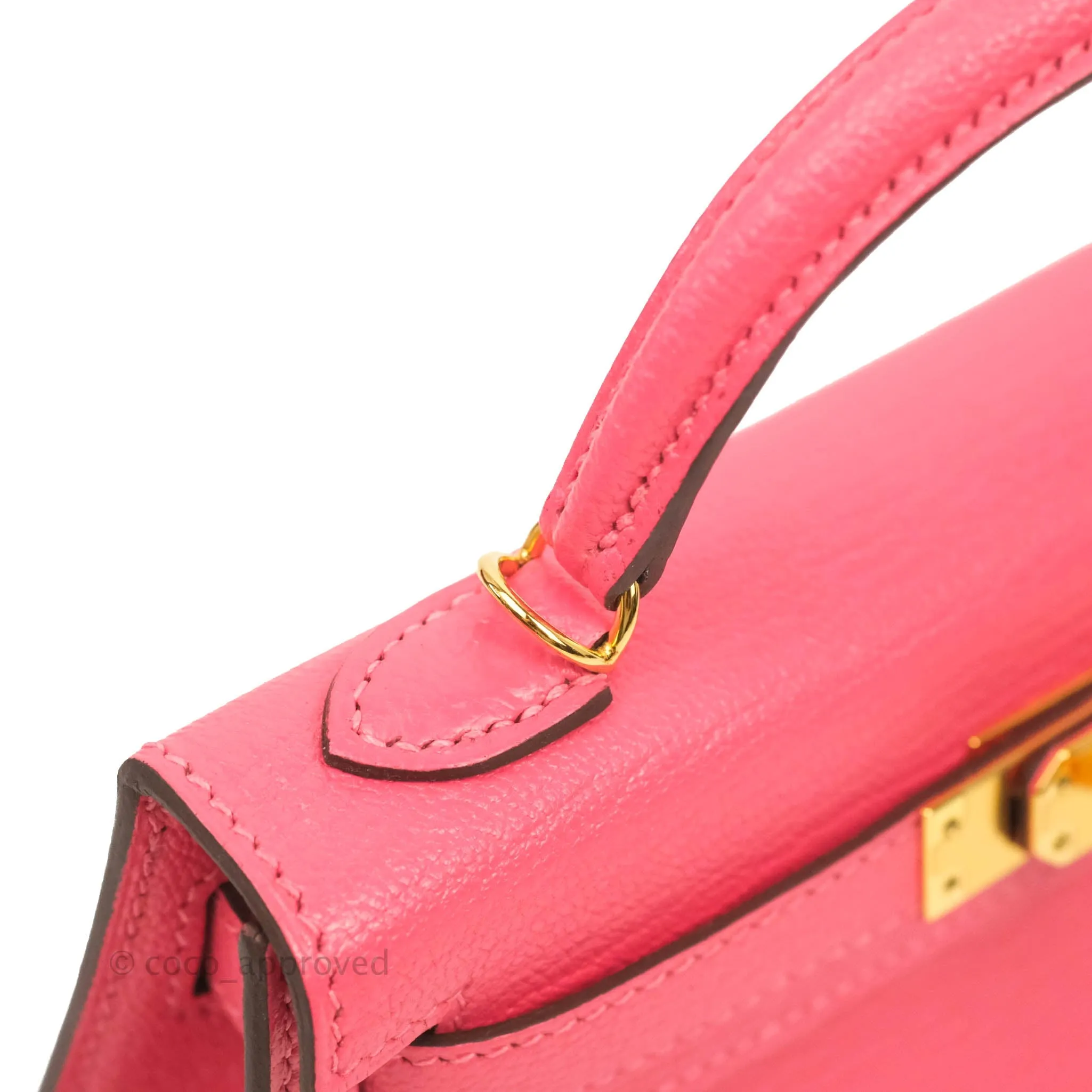 Hermes Mini Kelly II Chevre Mysore U5 Rose Lipstick Gold Hardware