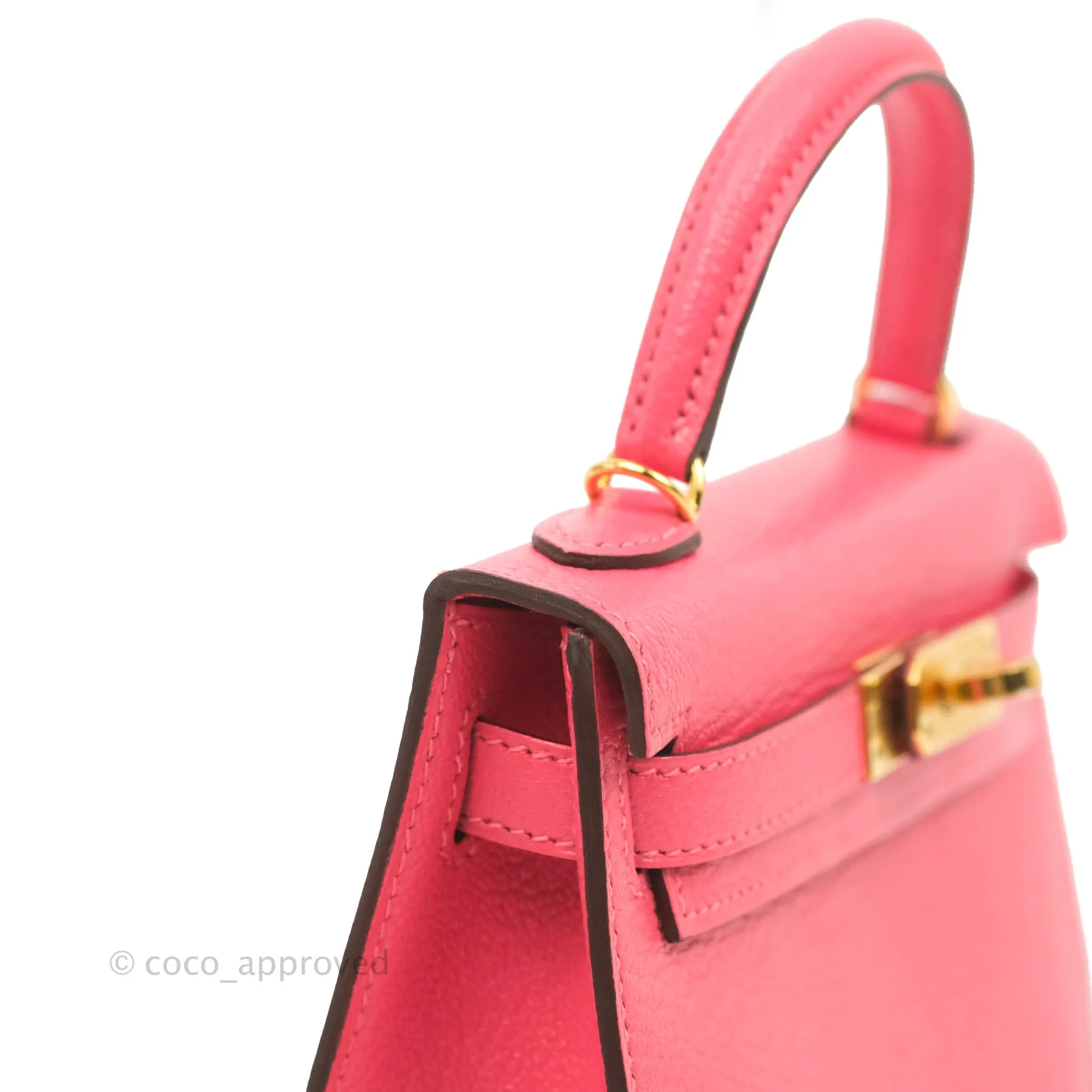 Hermes Mini Kelly II Chevre Mysore U5 Rose Lipstick Gold Hardware