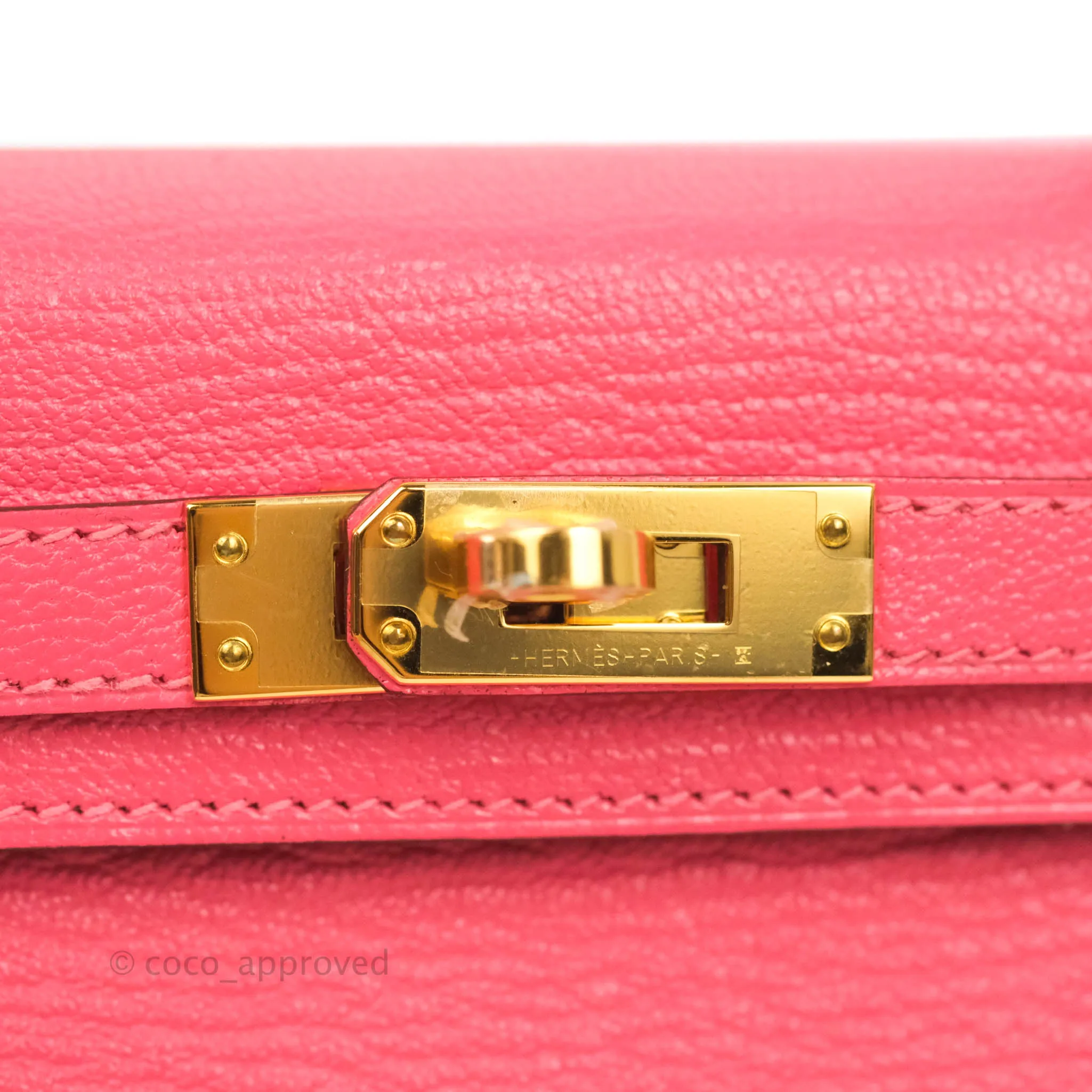 Hermes Mini Kelly II Chevre Mysore U5 Rose Lipstick Gold Hardware