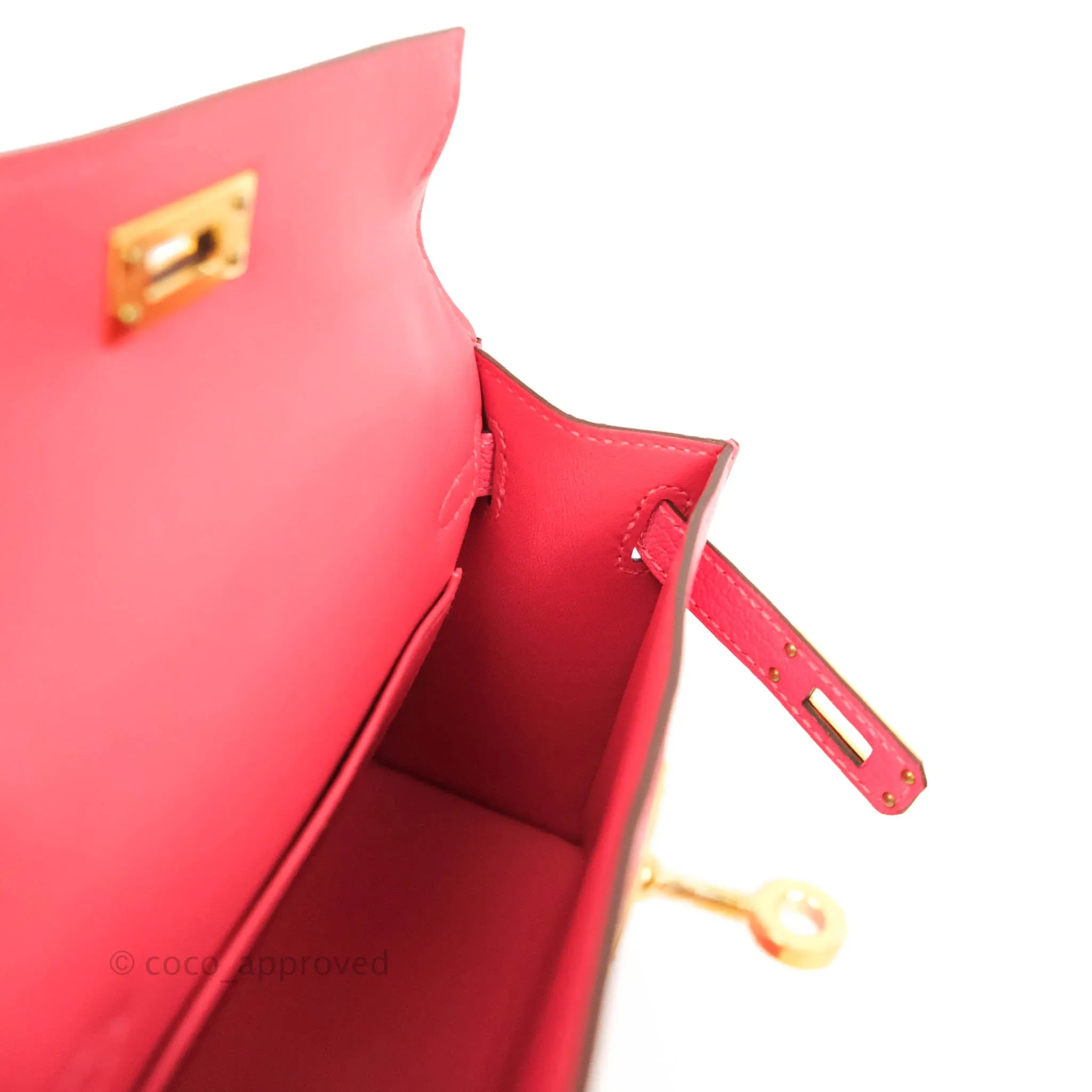 Hermes Mini Kelly II Chevre Mysore U5 Rose Lipstick Gold Hardware