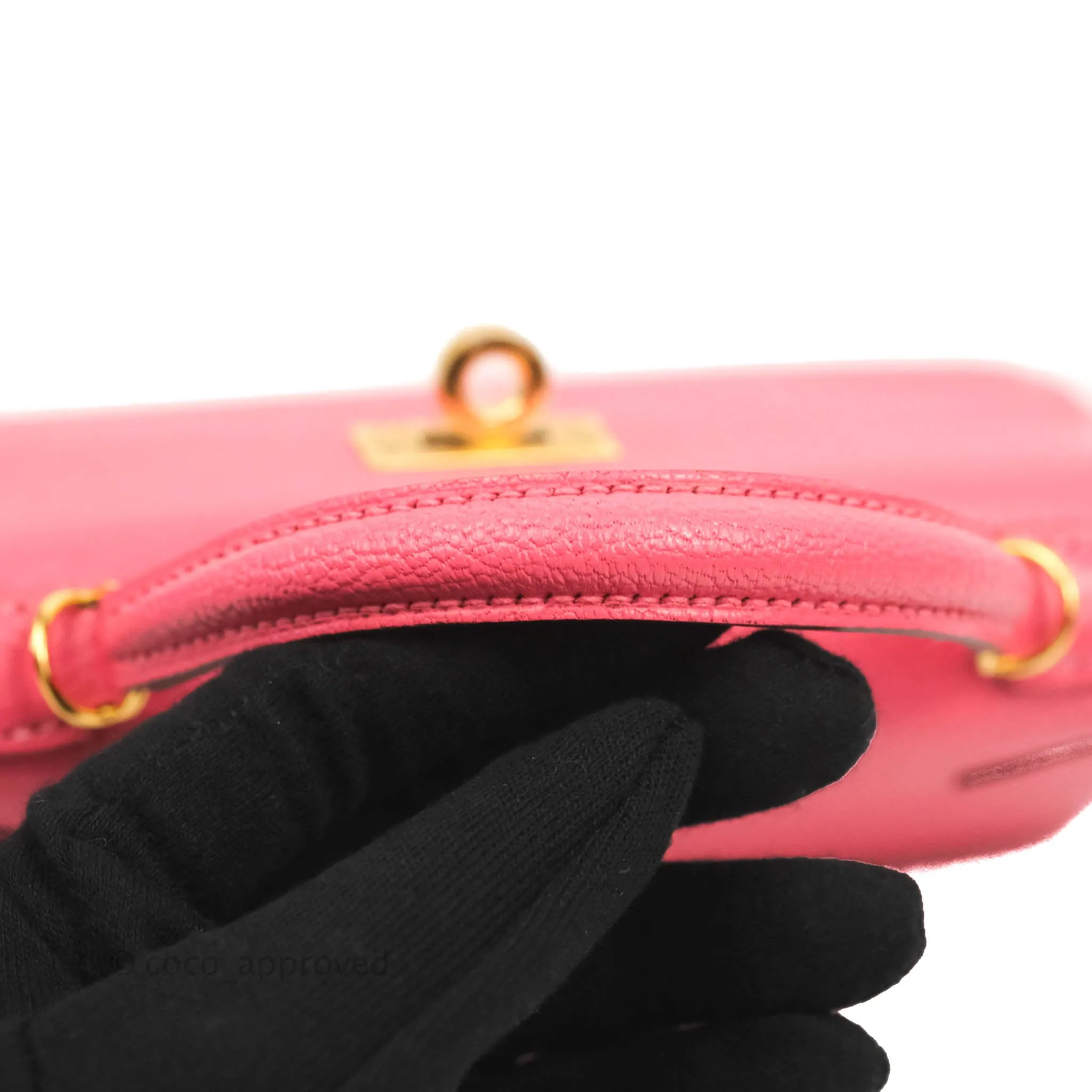 Hermes Mini Kelly II Chevre Mysore U5 Rose Lipstick Gold Hardware