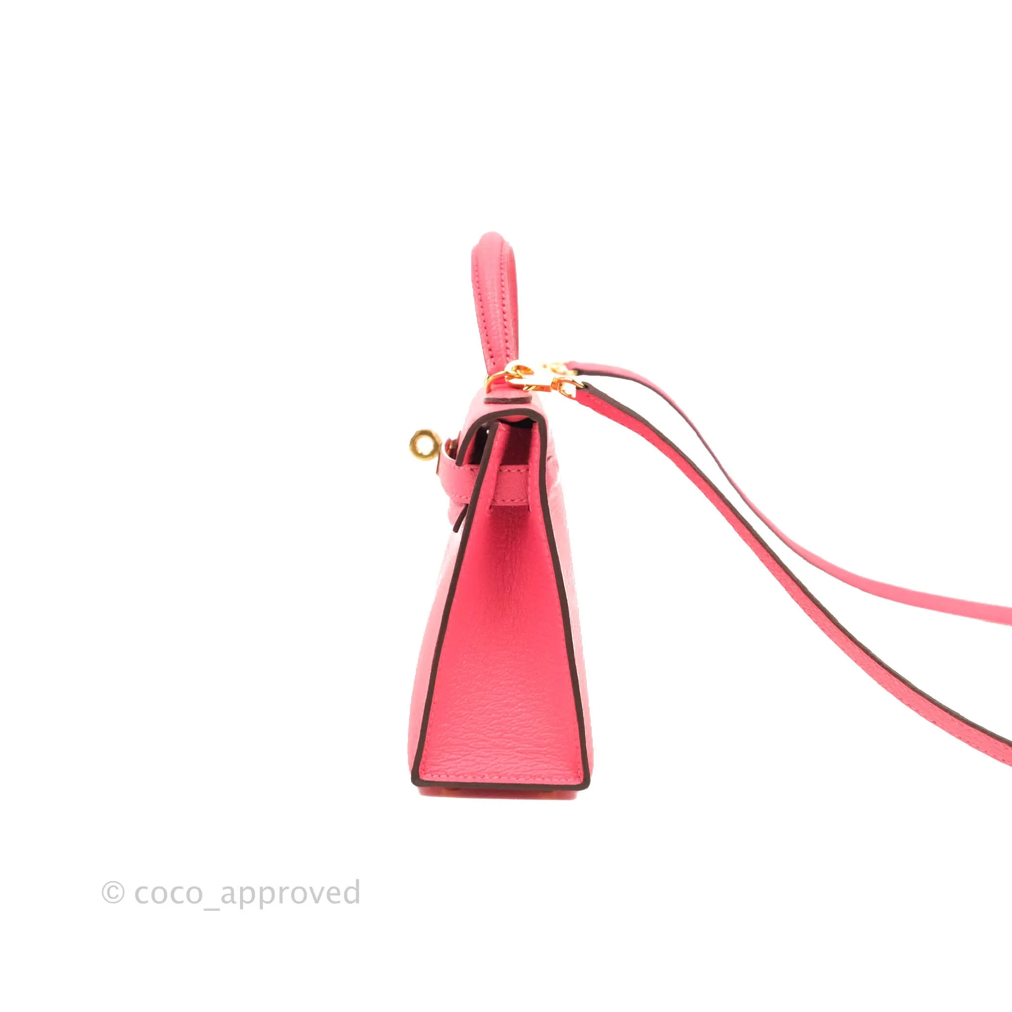 Hermes Mini Kelly II Chevre Mysore U5 Rose Lipstick Gold Hardware