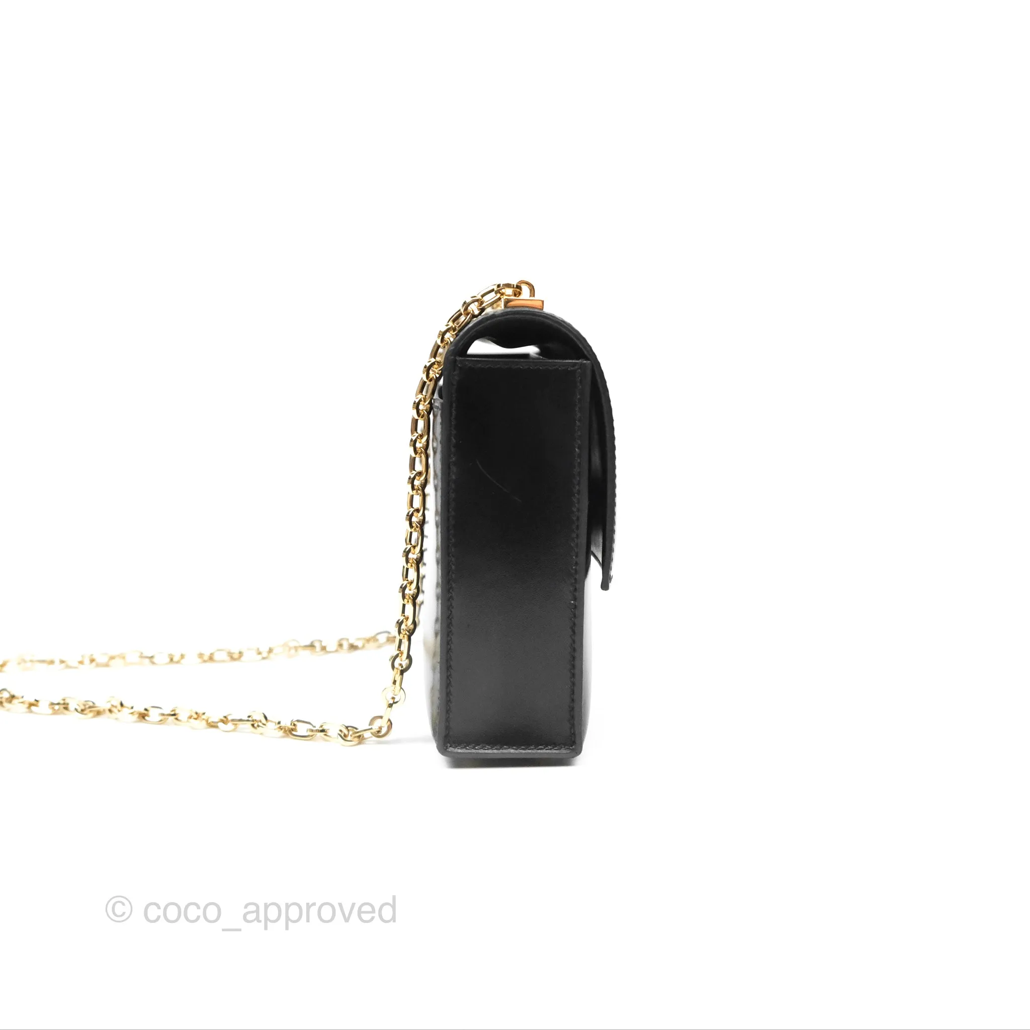 Hermes Mini Verrou Chaine Bag Black Box Leather Gold Hardware