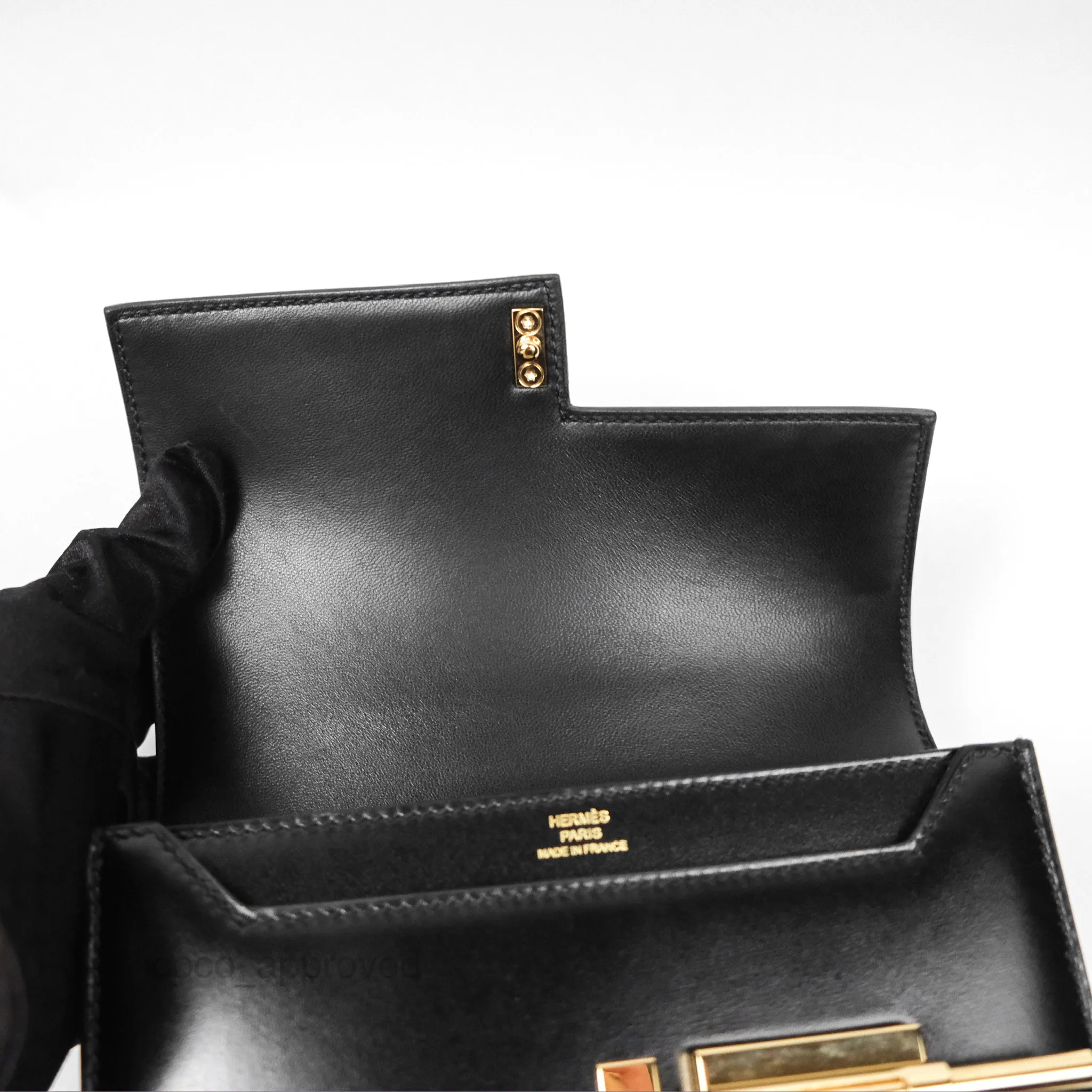 Hermes Mini Verrou Chaine Bag Black Box Leather Gold Hardware