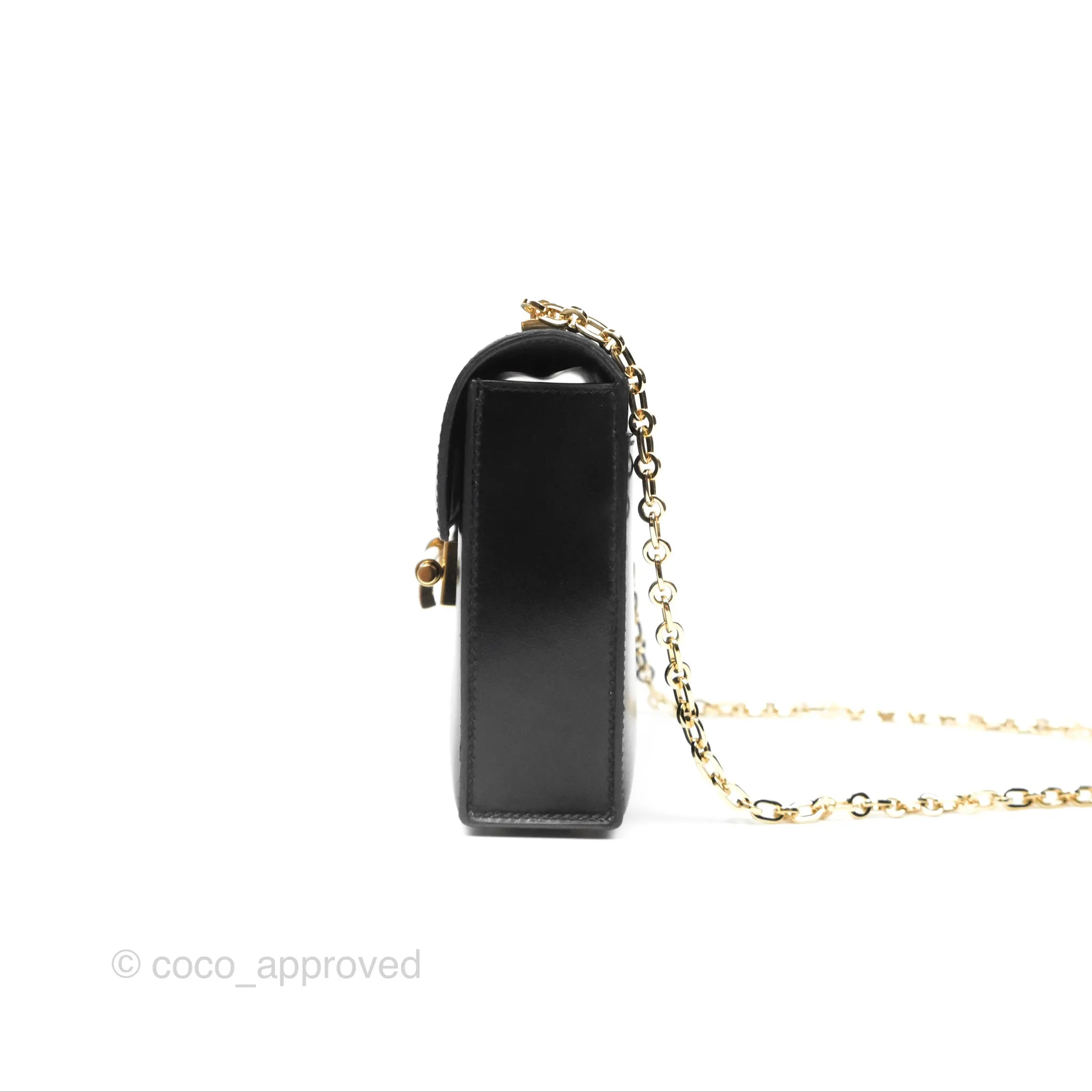 Hermes Mini Verrou Chaine Bag Black Box Leather Gold Hardware
