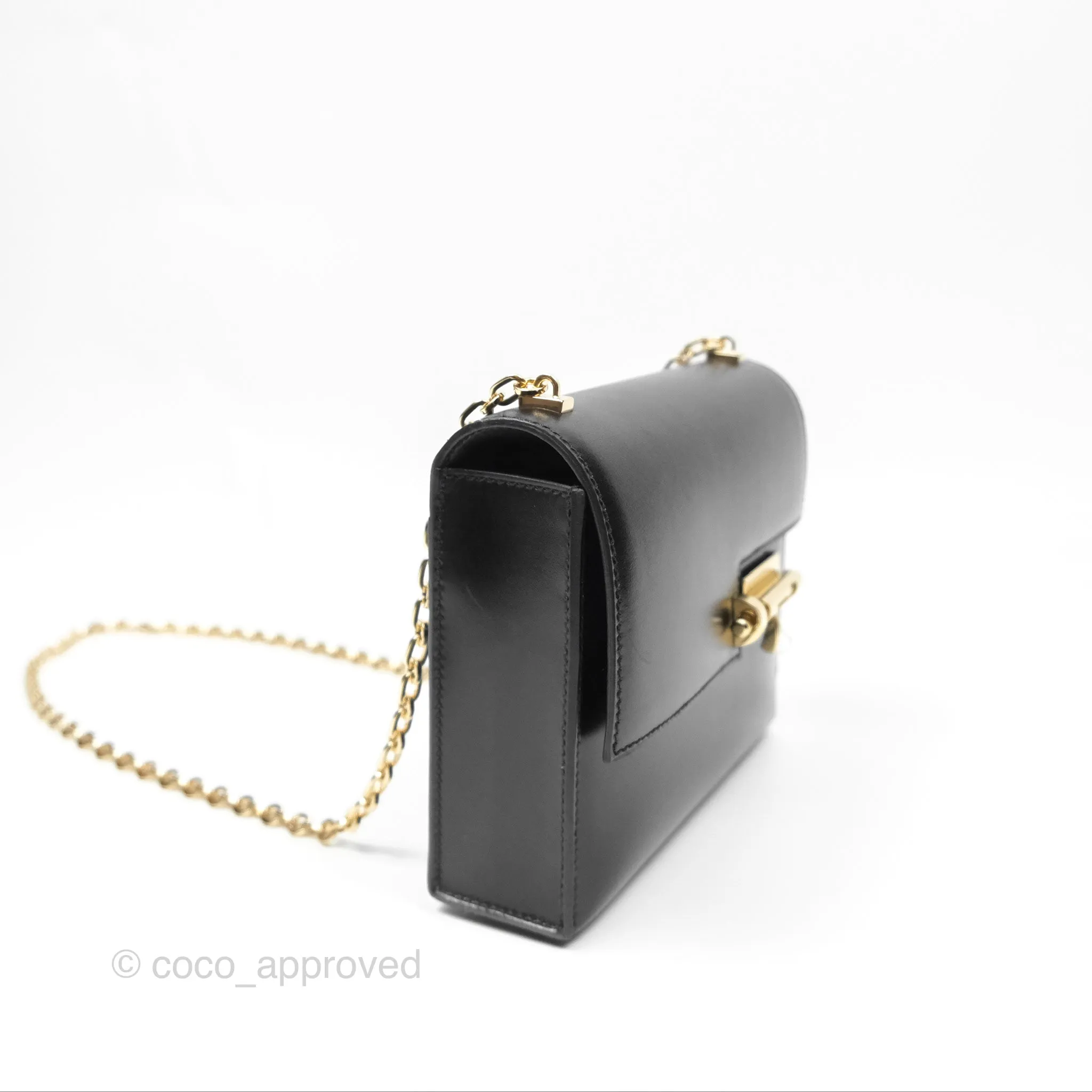 Hermes Mini Verrou Chaine Bag Black Box Leather Gold Hardware
