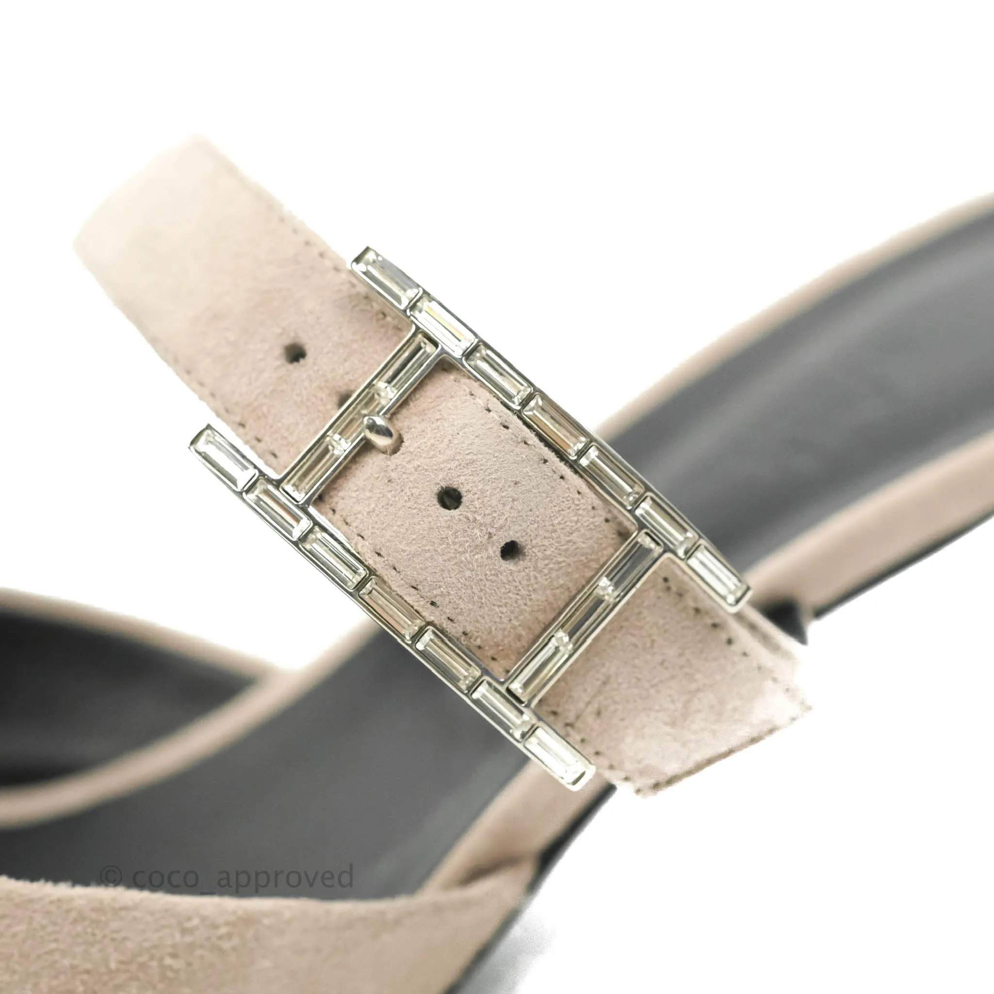 Hermes Mule Femme Blink Chevre Velours C7 Beige Rose Size 37.5