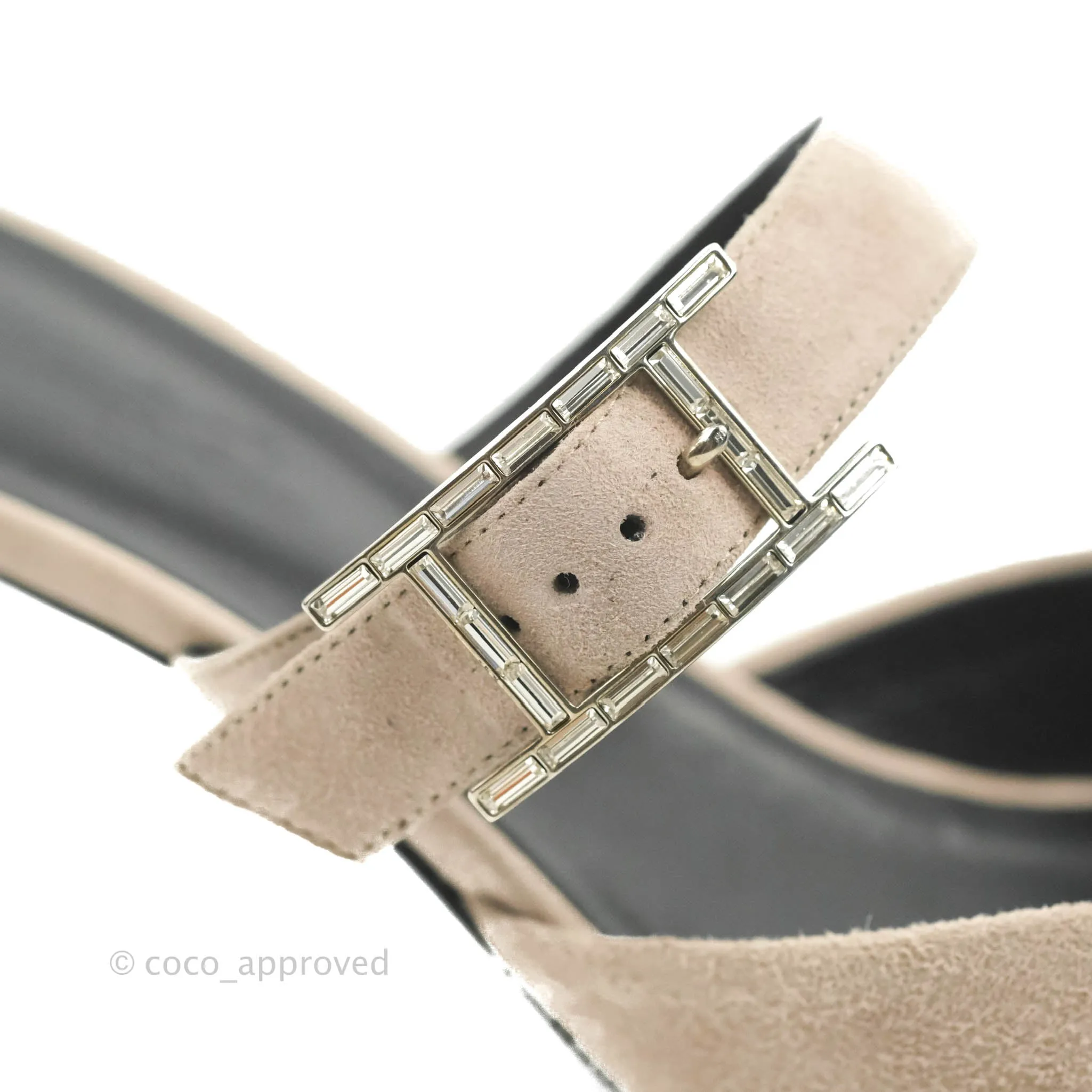 Hermes Mule Femme Blink Chevre Velours C7 Beige Rose Size 37.5