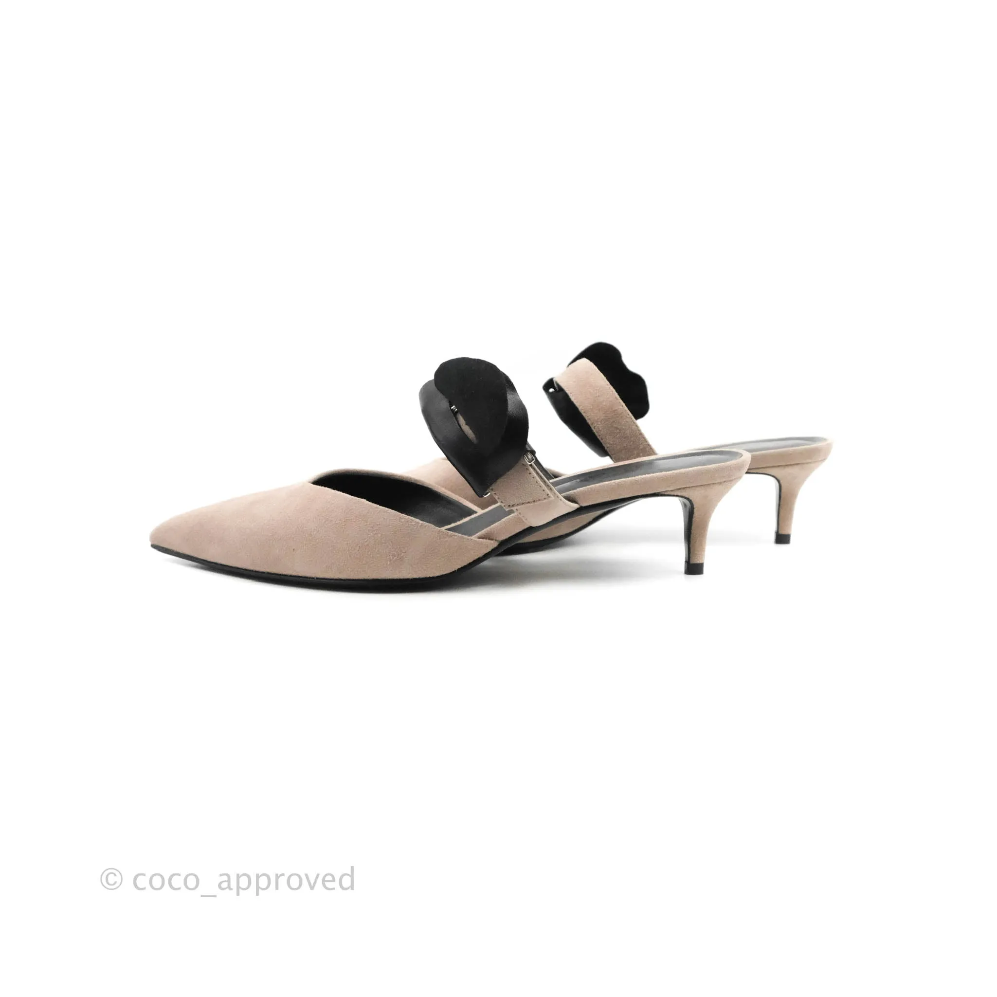 Hermes Mule Femme Blink Chevre Velours C7 Beige Rose Size 37.5