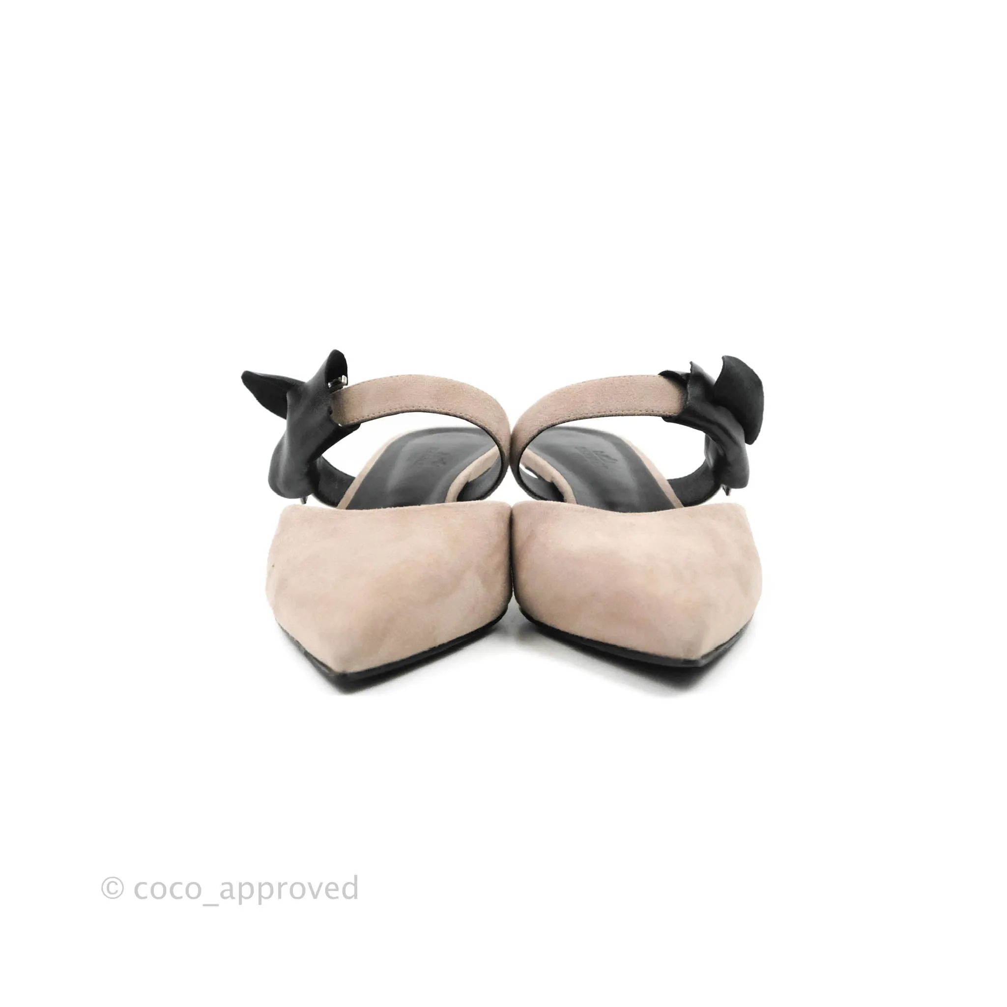 Hermes Mule Femme Blink Chevre Velours C7 Beige Rose Size 37.5