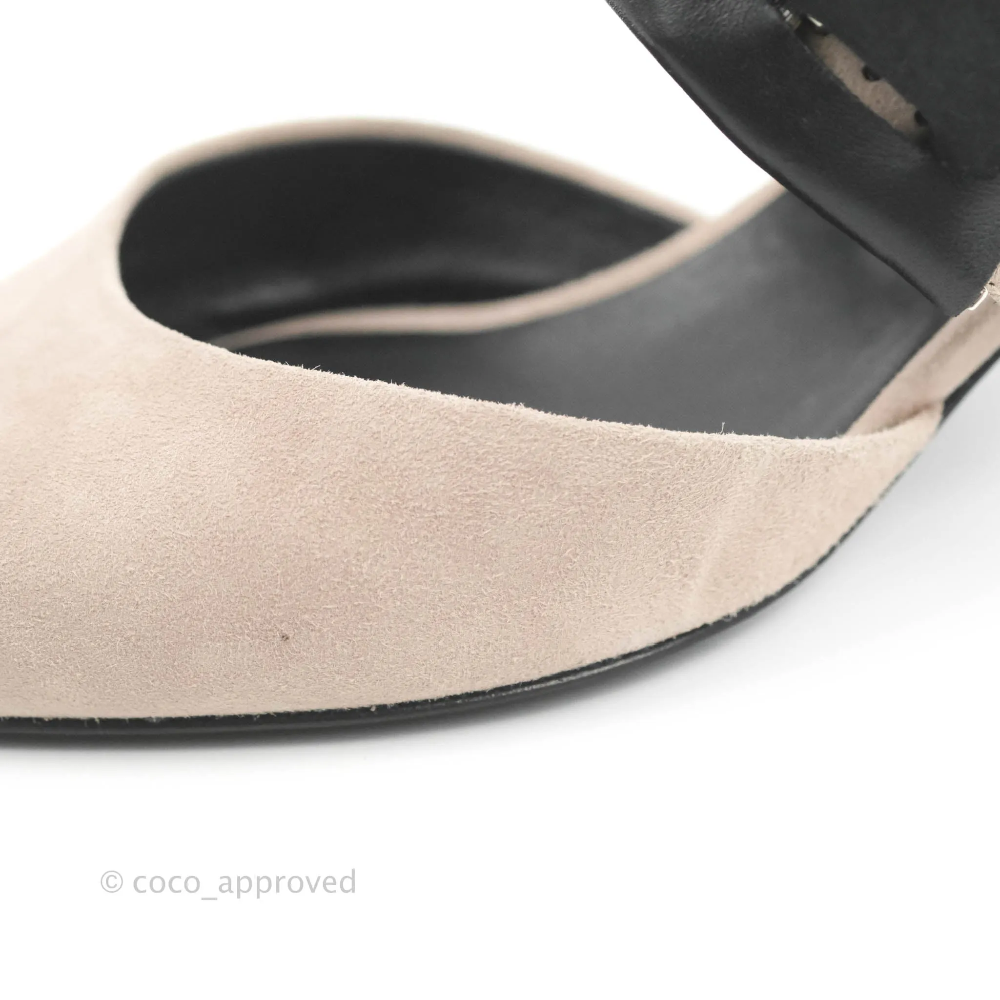 Hermes Mule Femme Blink Chevre Velours C7 Beige Rose Size 37.5