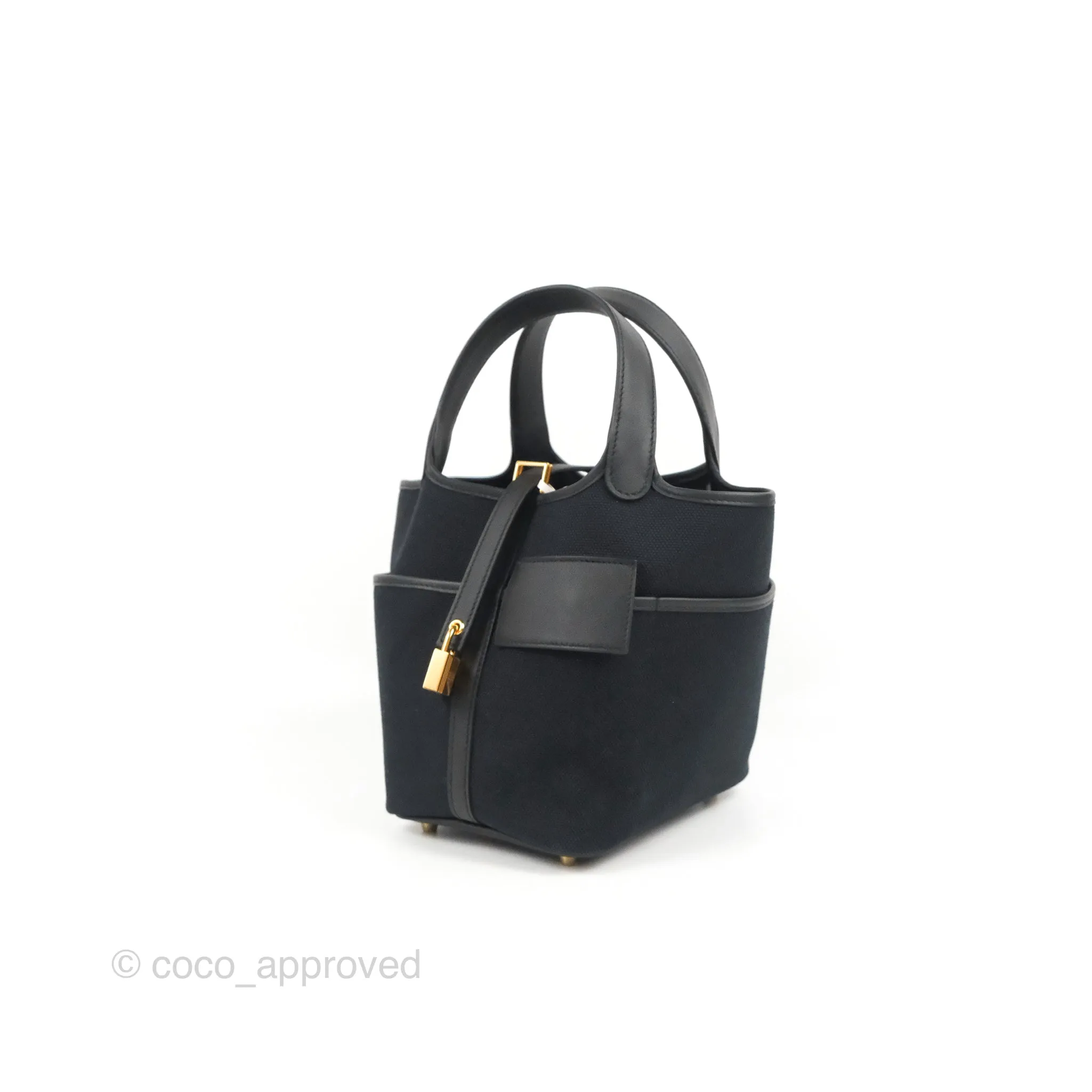 Hermes Picotin Lock 18 Cargo Pockets Black Gold Hardware