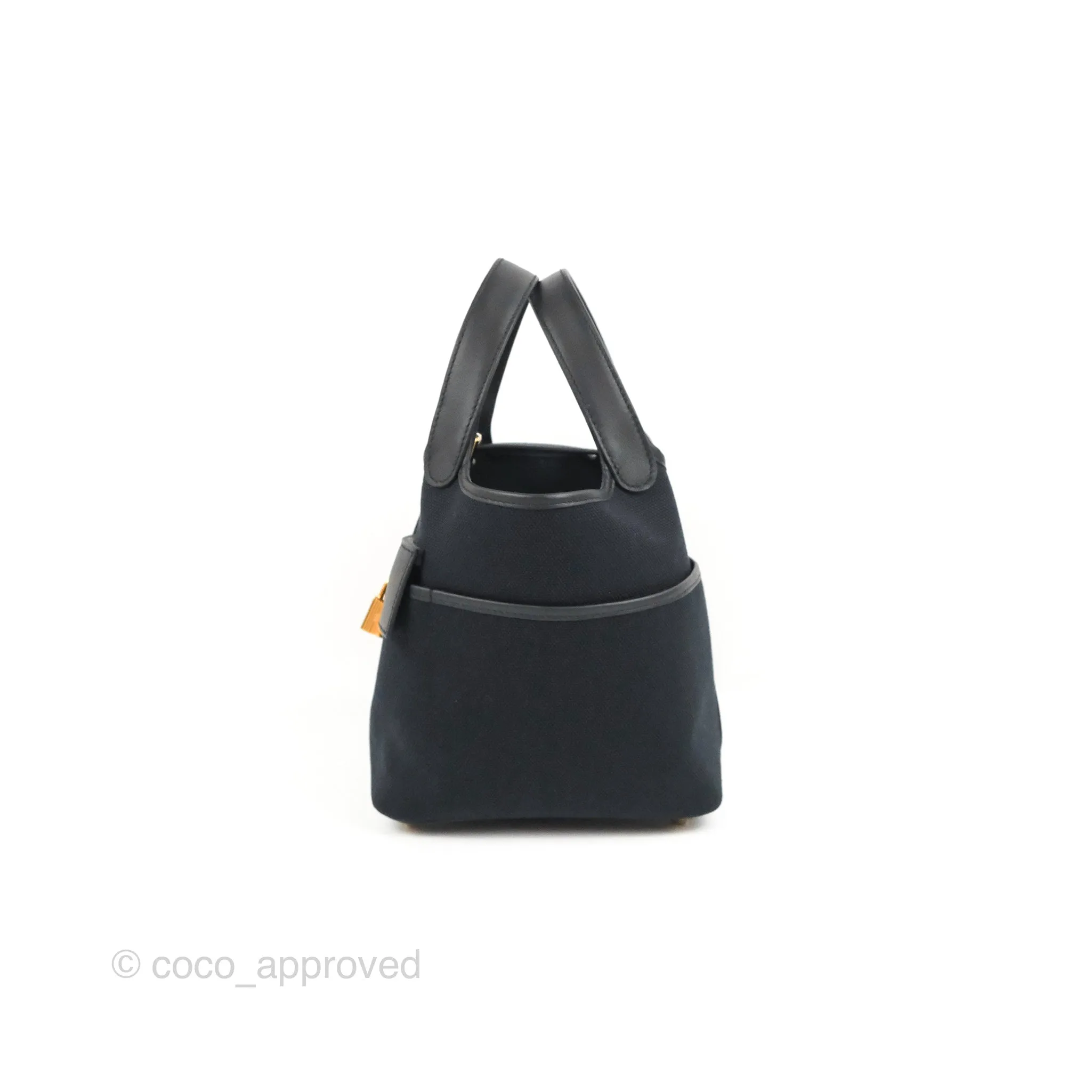 Hermes Picotin Lock 18 Cargo Pockets Black Gold Hardware