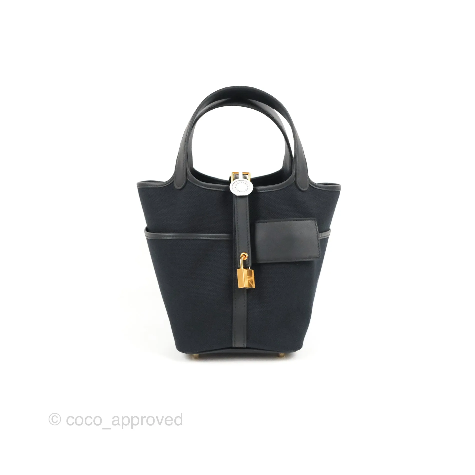 Hermes Picotin Lock 18 Cargo Pockets Black Gold Hardware