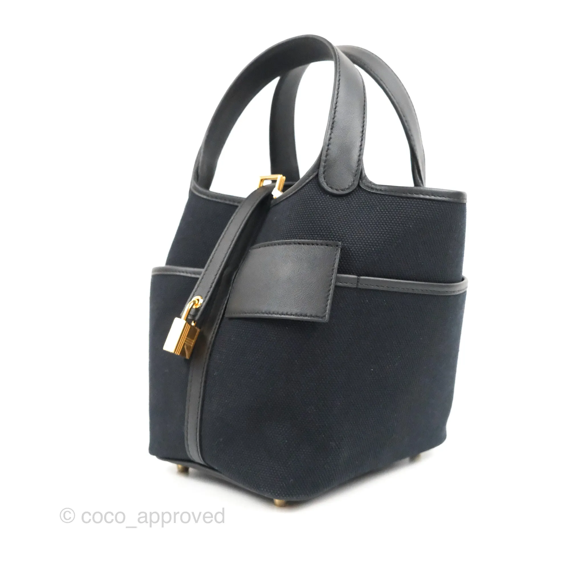 Hermes Picotin Lock 18 Cargo Pockets Black Gold Hardware