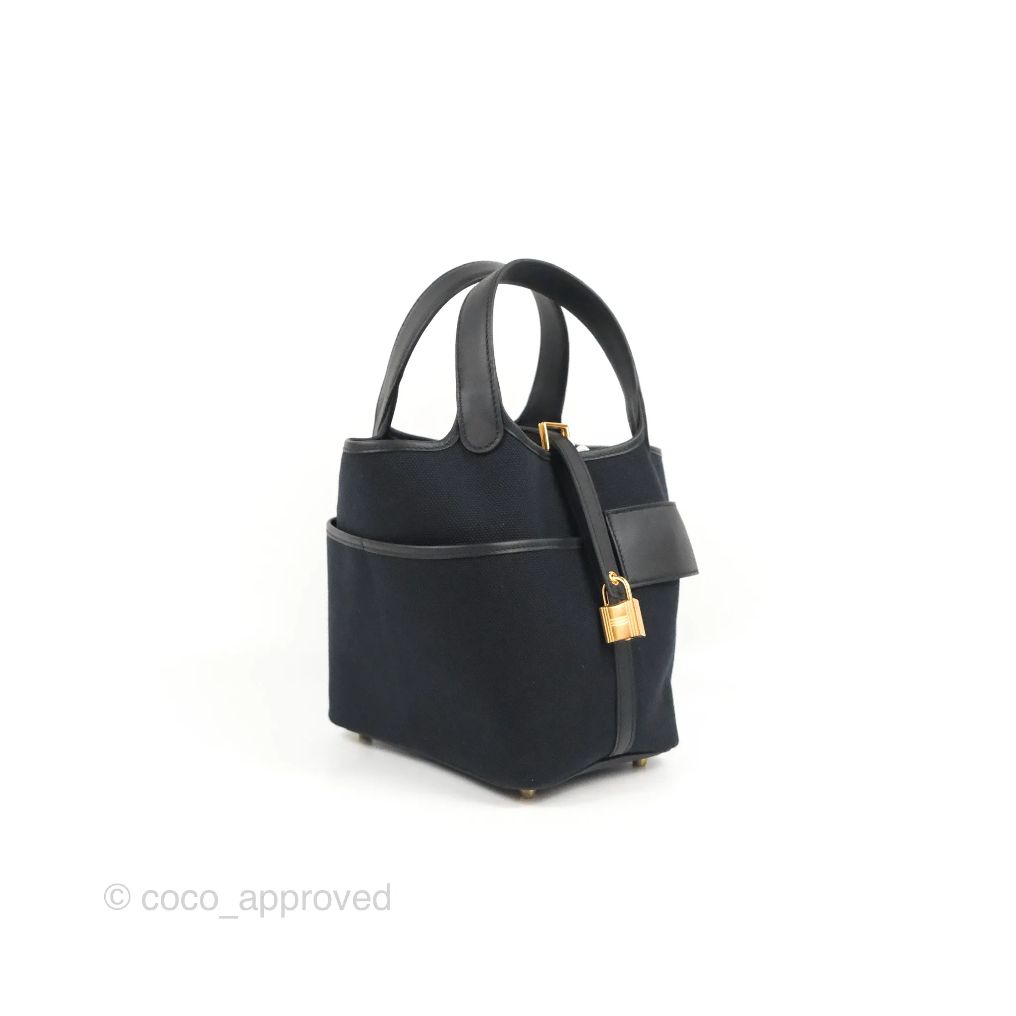 Hermes Picotin Lock 18 Cargo Pockets Black Gold Hardware