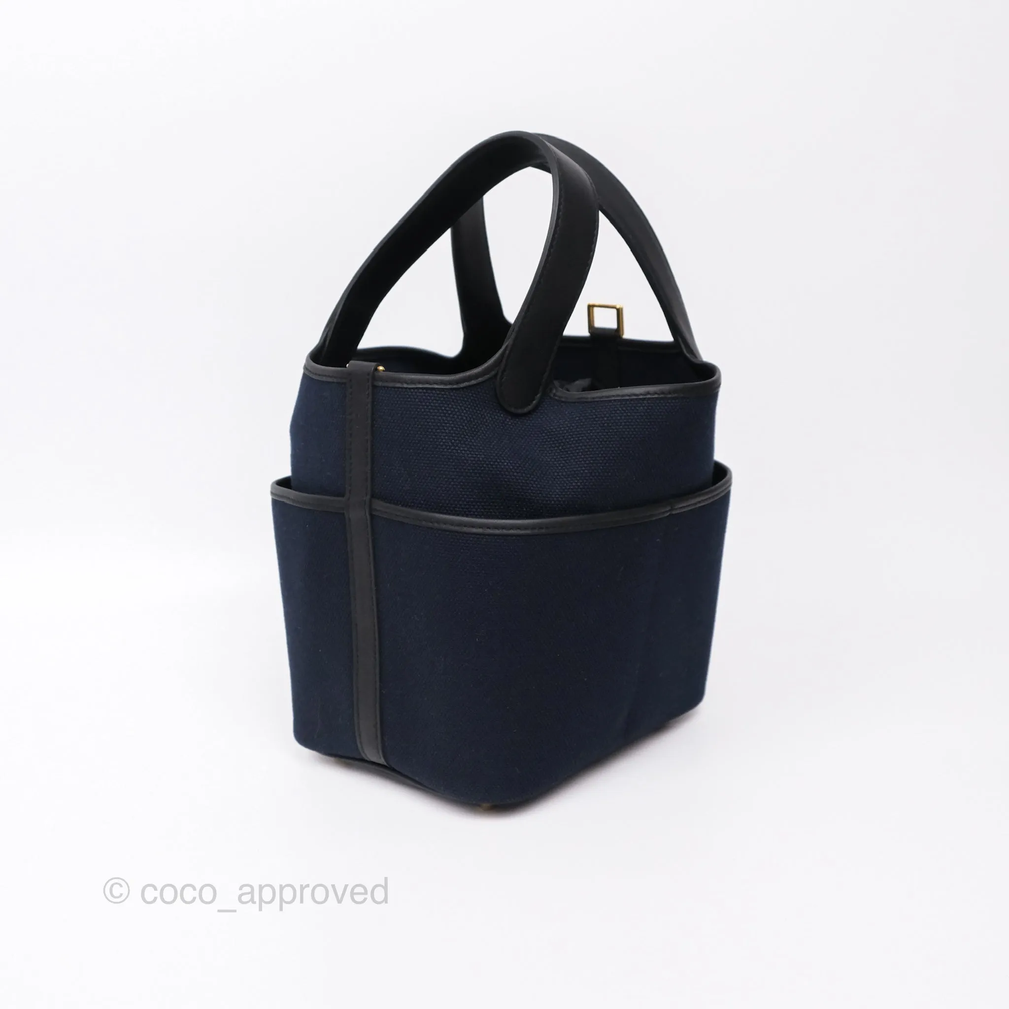 Hermes Picotin Lock 18 Cargo Pockets Bleu Marine 78 Black Gold Hardware