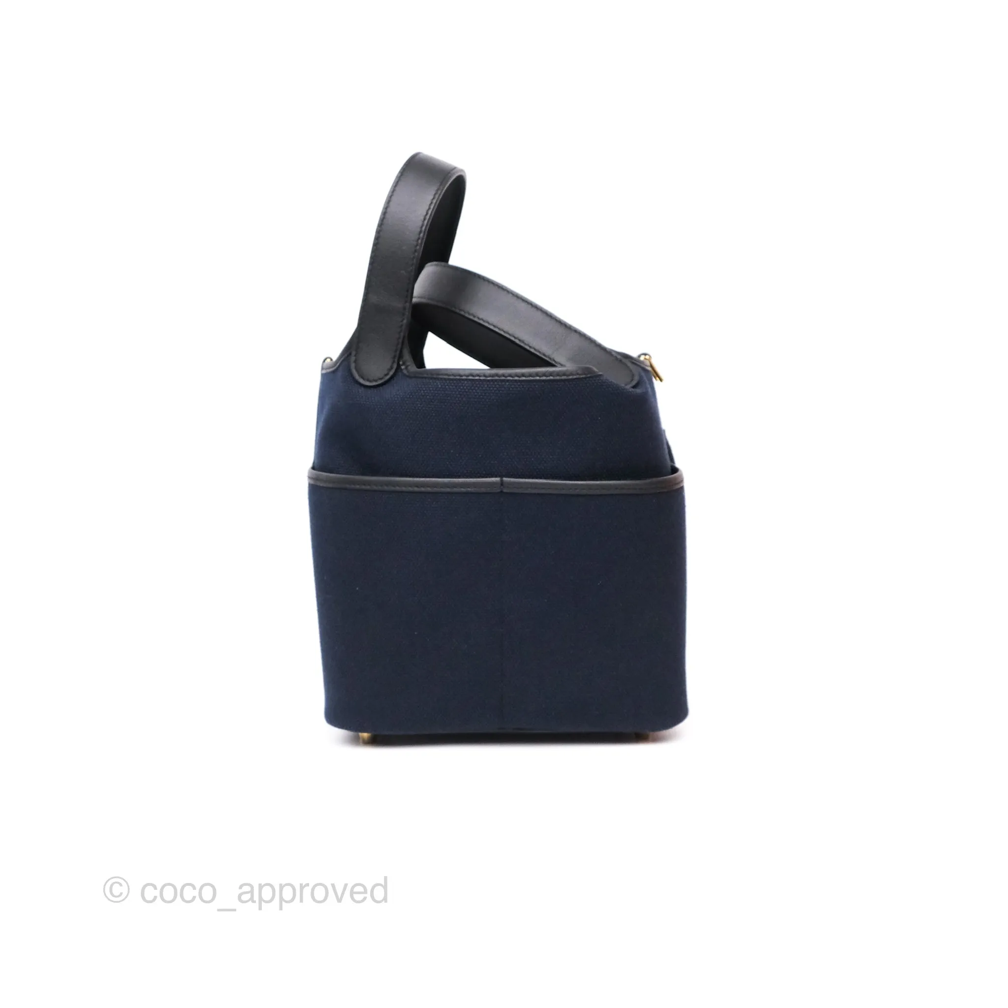 Hermes Picotin Lock 18 Cargo Pockets Bleu Marine 78 Black Gold Hardware