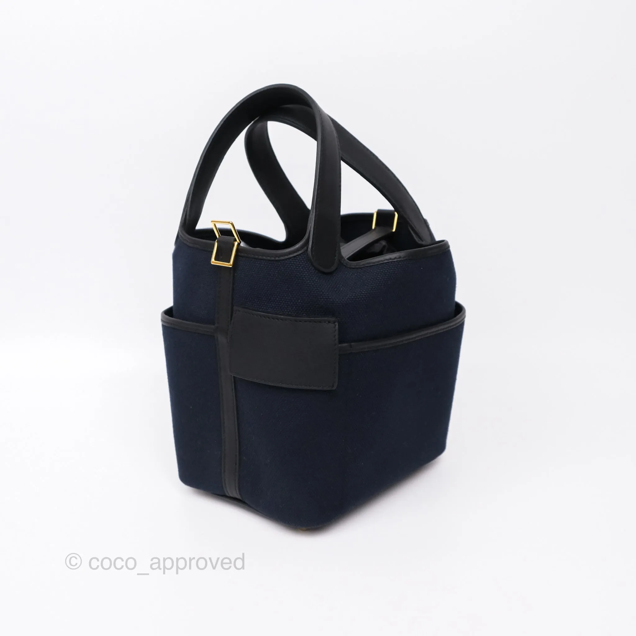 Hermes Picotin Lock 18 Cargo Pockets Bleu Marine 78 Black Gold Hardware