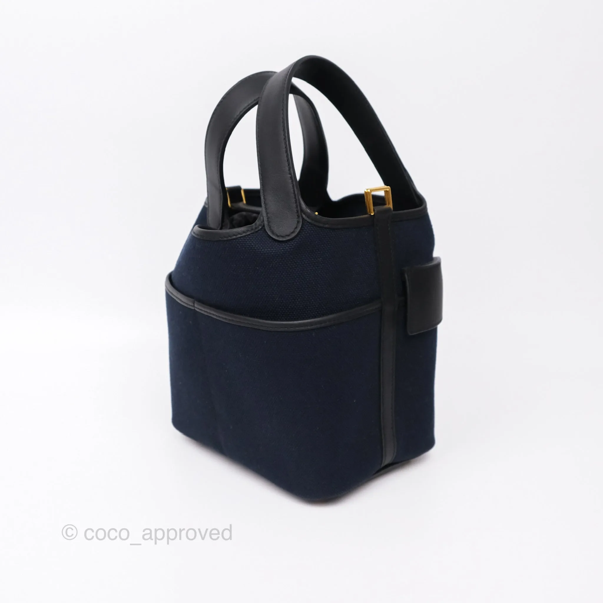 Hermes Picotin Lock 18 Cargo Pockets Bleu Marine 78 Black Gold Hardware