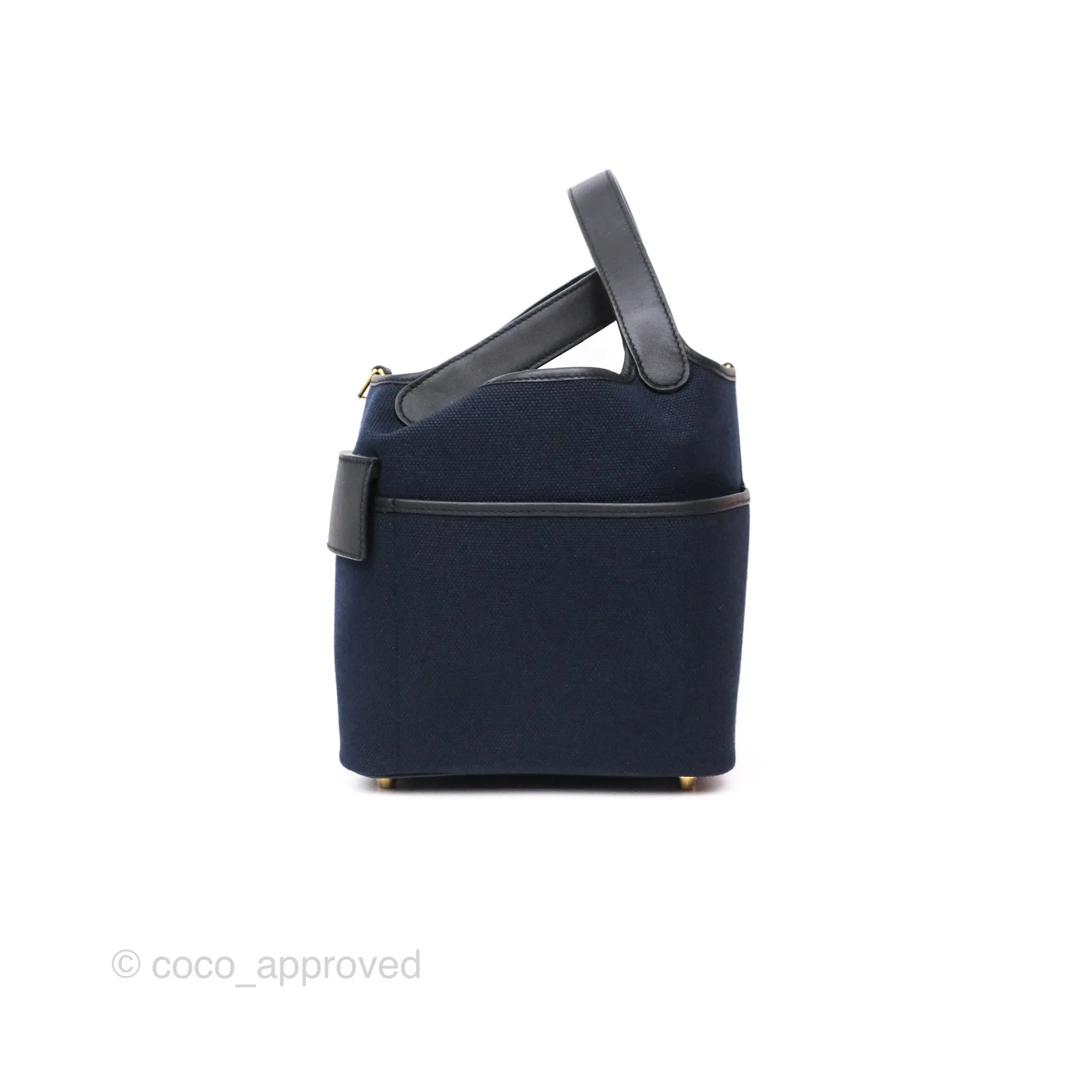 Hermes Picotin Lock 18 Cargo Pockets Bleu Marine 78 Black Gold Hardware