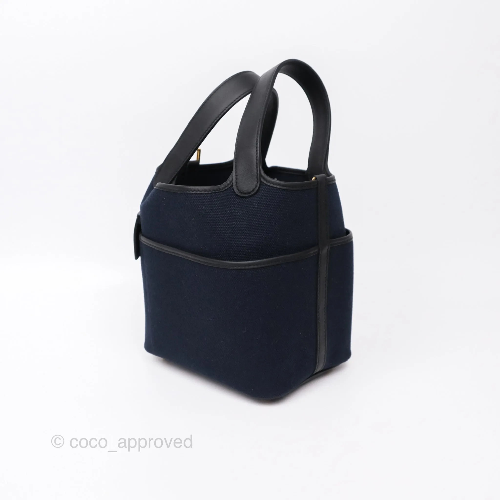 Hermes Picotin Lock 18 Cargo Pockets Bleu Marine 78 Black Gold Hardware