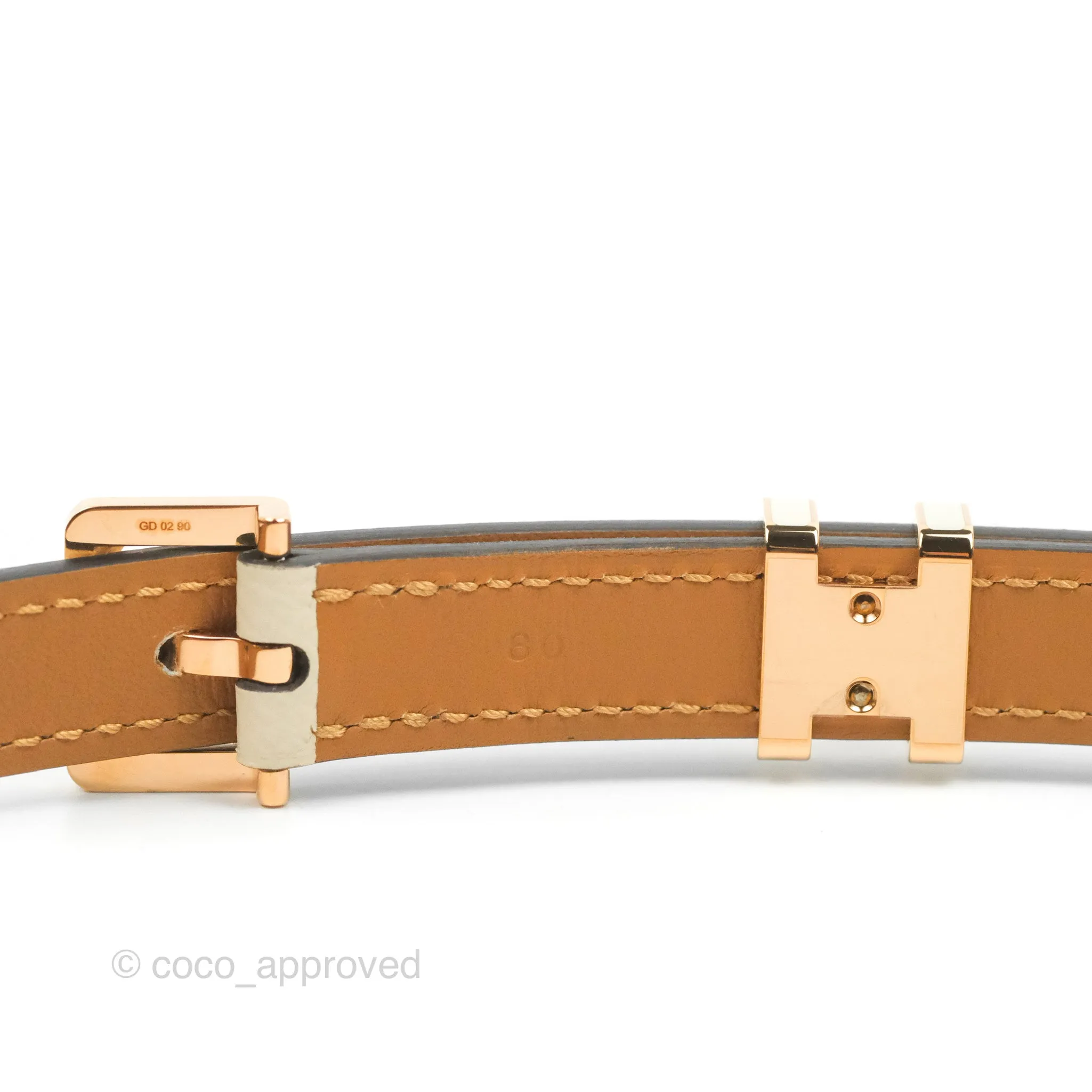 Hermes Pop H 15 Belt Craie Epsom Rose Gold Hardware