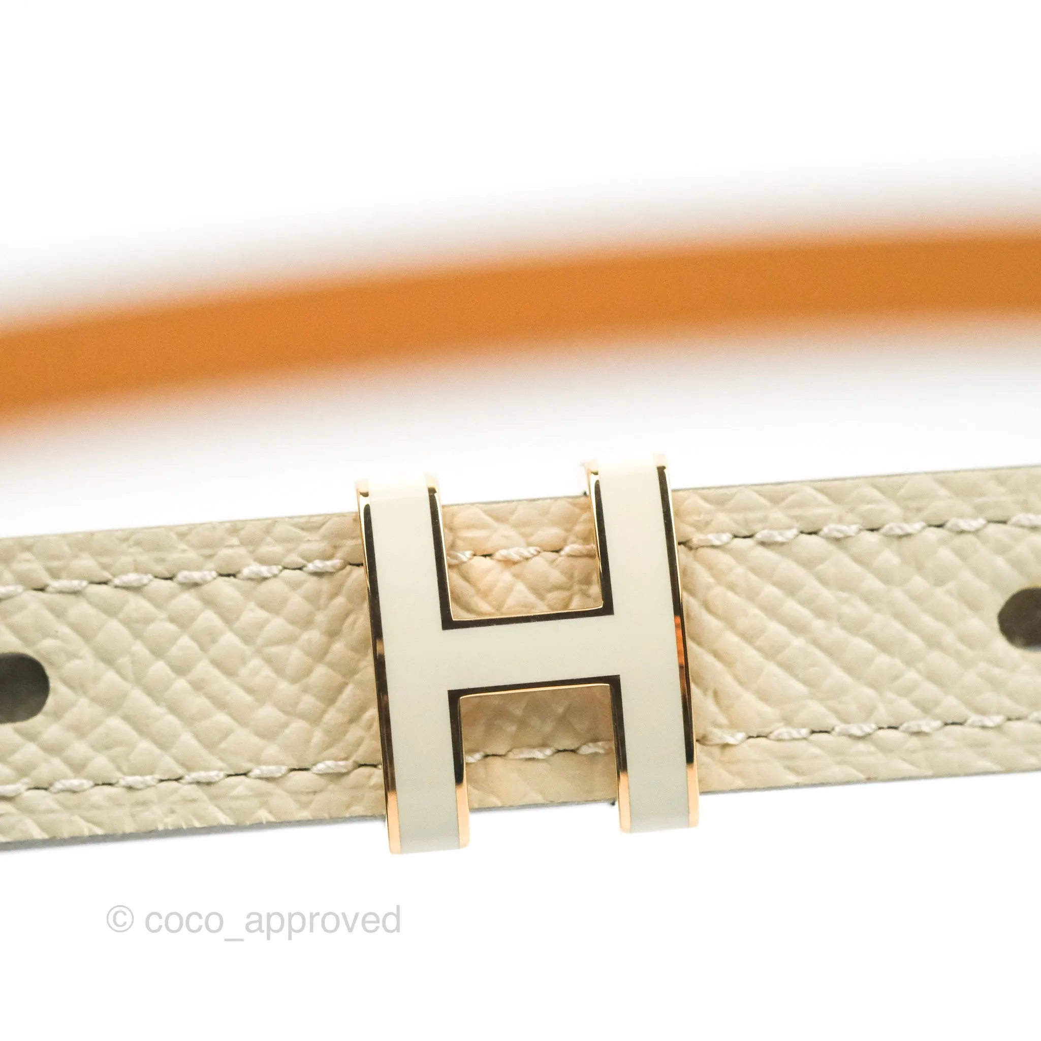Hermes Pop H 15 Belt Craie Epsom Rose Gold Hardware