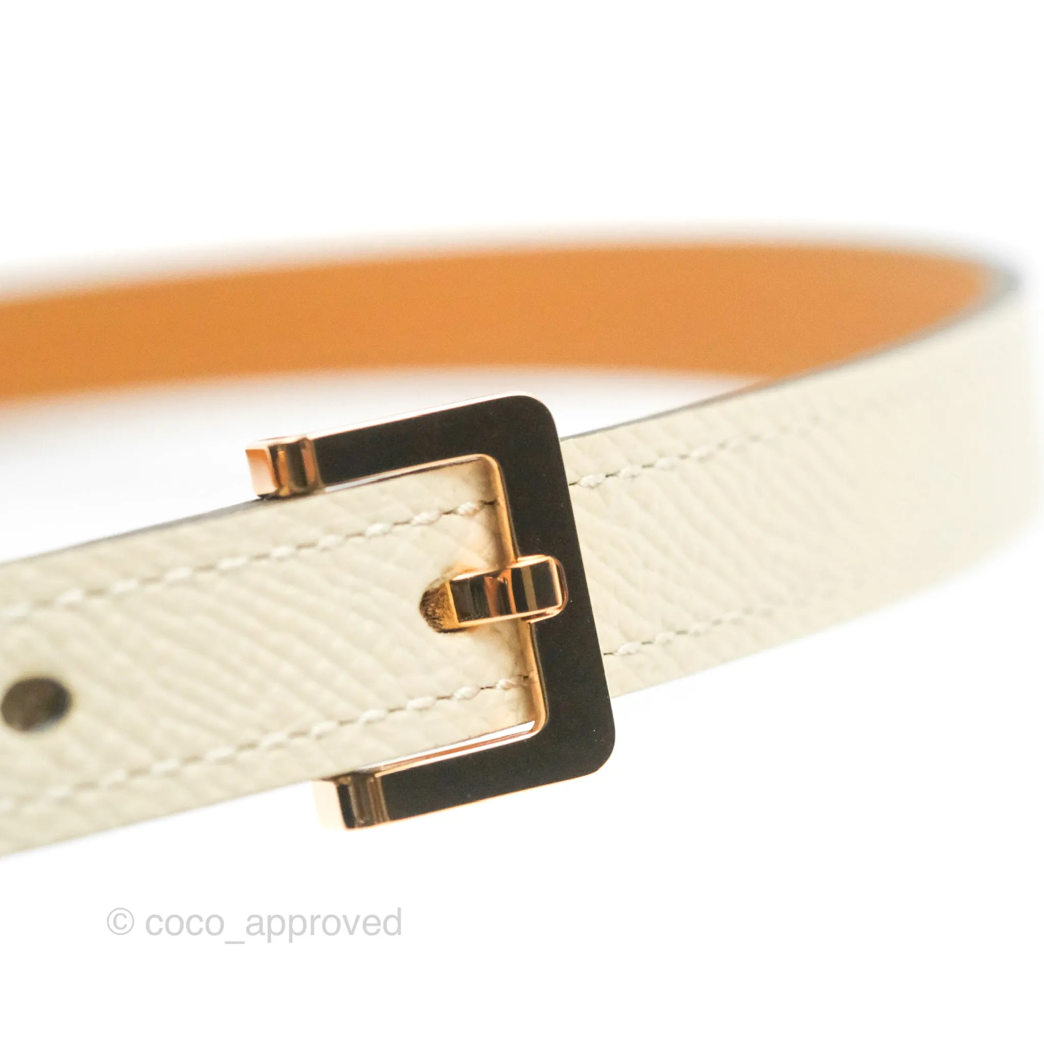 Hermes Pop H 15 Belt Craie Epsom Rose Gold Hardware