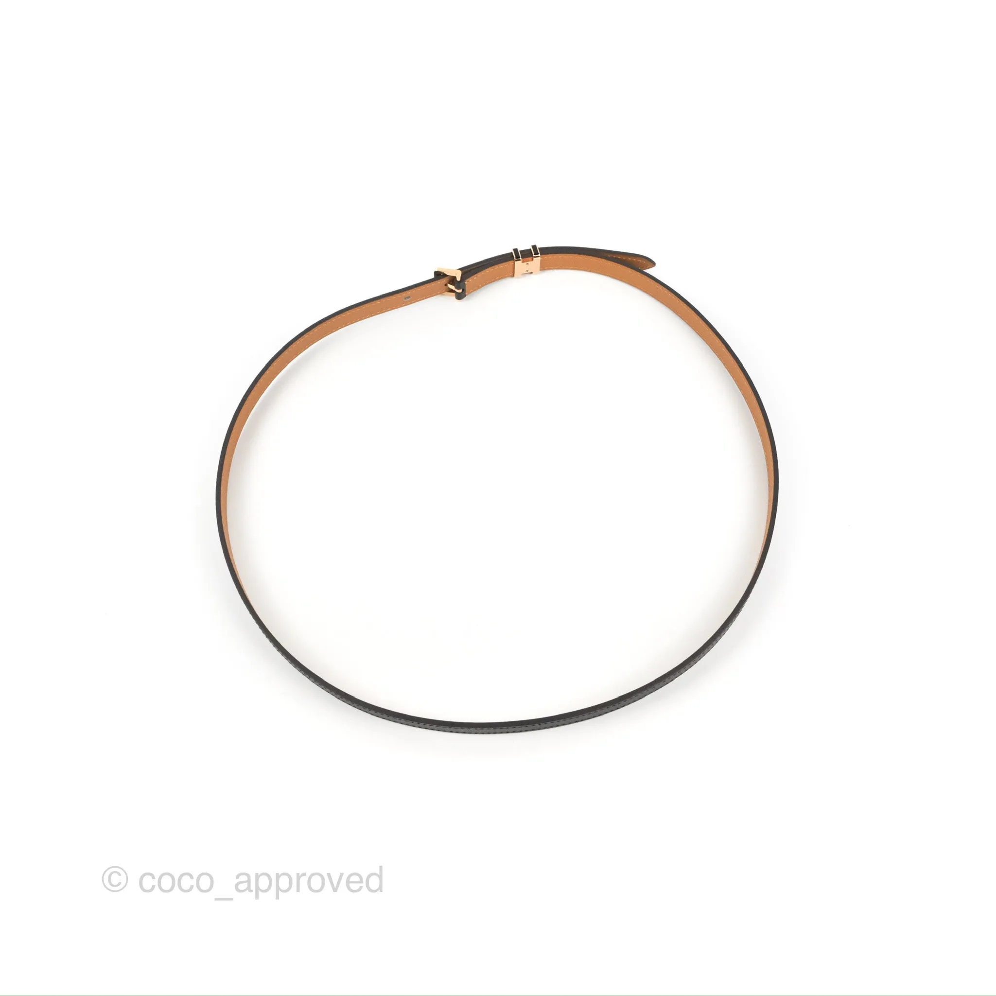 Hermes Pop H 15 Belt Epsom Black Rose Gold Hardware Size 90