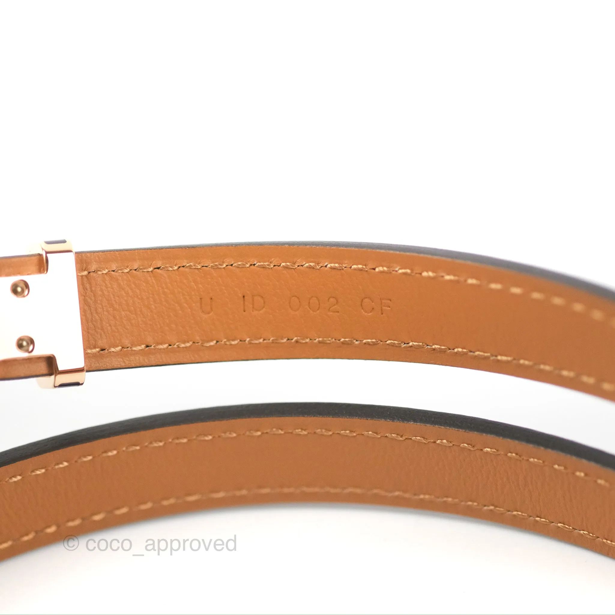 Hermes Pop H 15 Belt Epsom Black Rose Gold Hardware Size 90