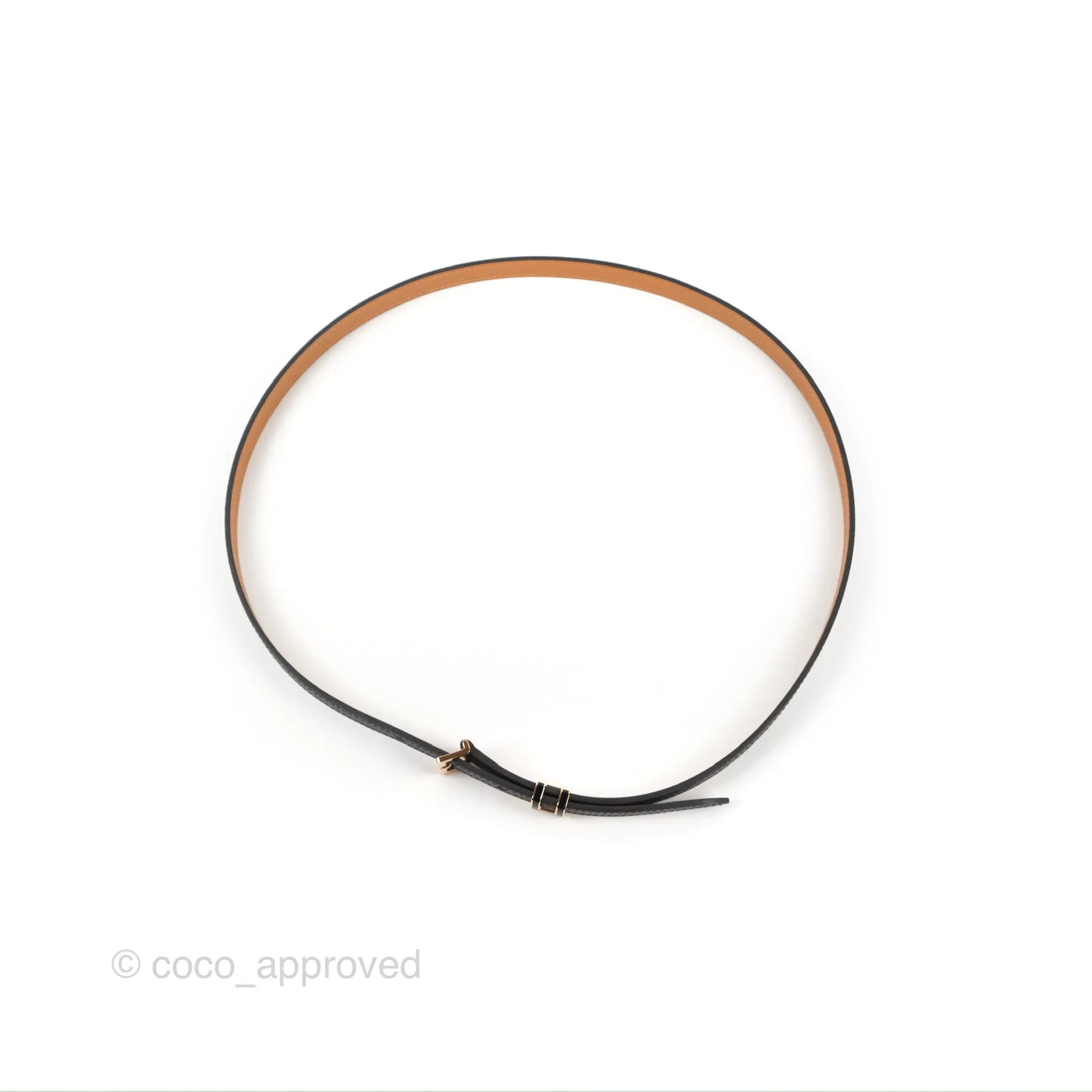 Hermes Pop H 15 Belt Epsom Black Rose Gold Hardware Size 90