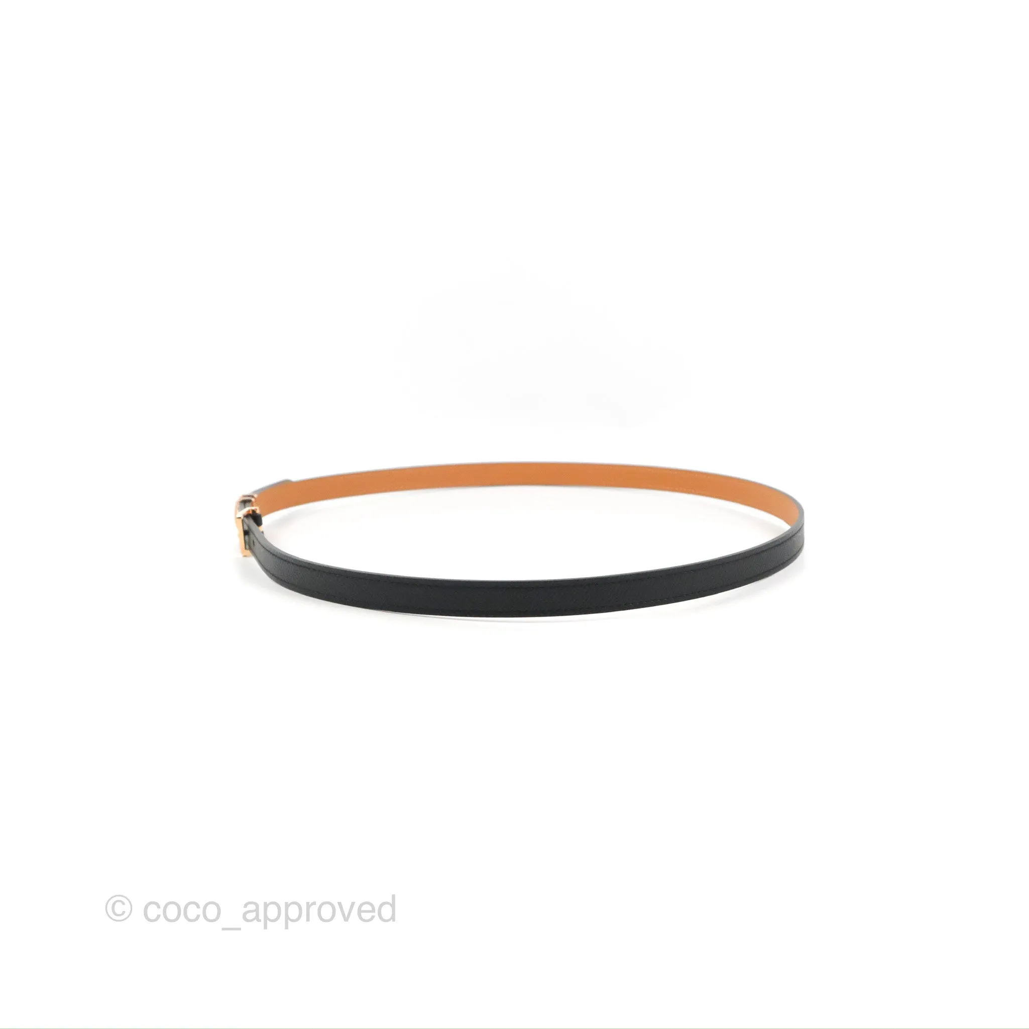 Hermes Pop H 15 Belt Epsom Black Rose Gold Hardware Size 90