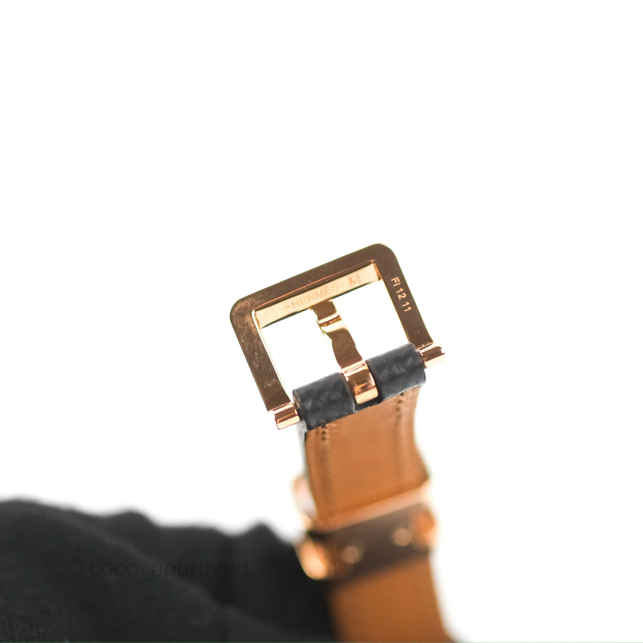 Hermes Pop H 15 Belt Epsom Black Rose Gold Hardware Size 90