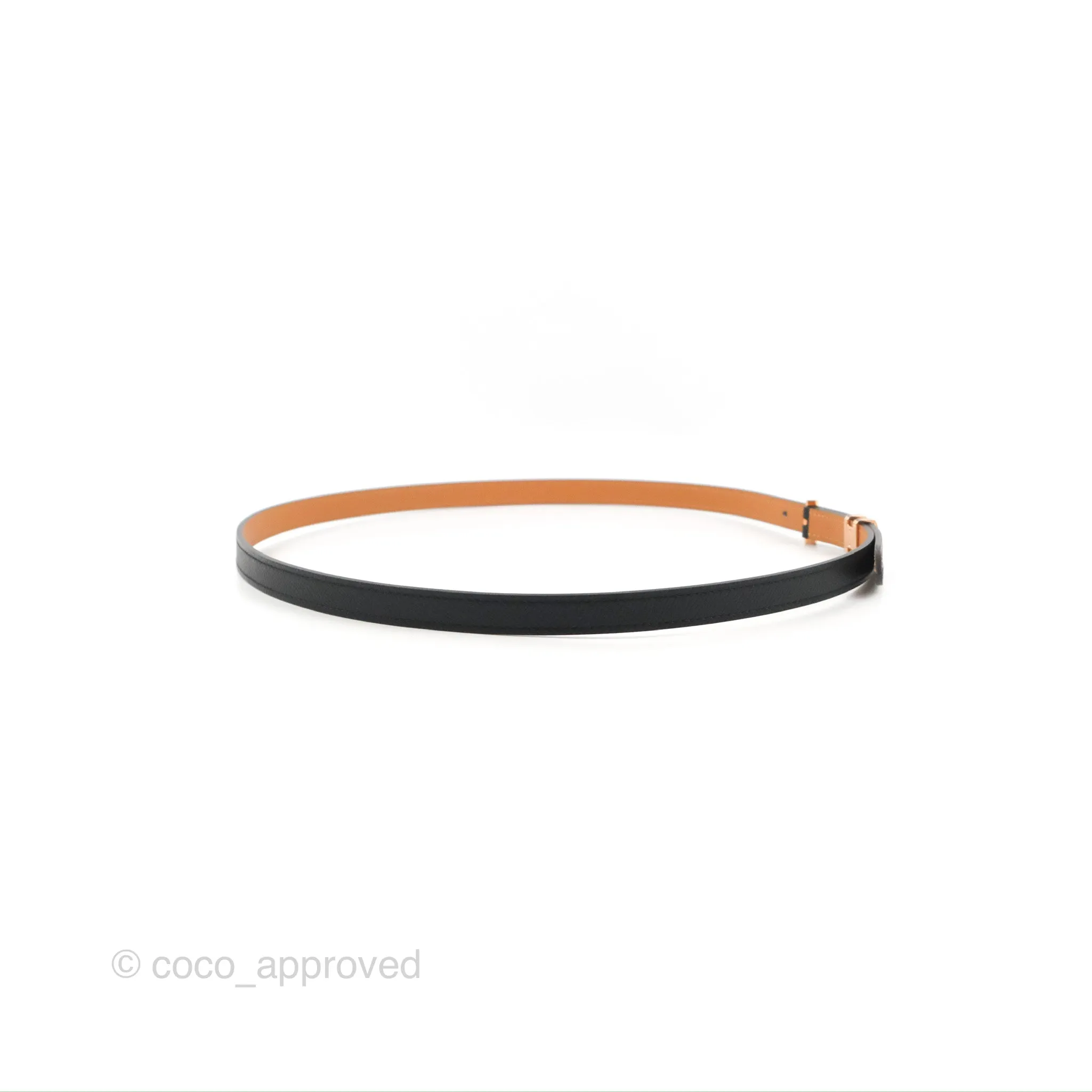 Hermes Pop H 15 Belt Epsom Black Rose Gold Hardware Size 90