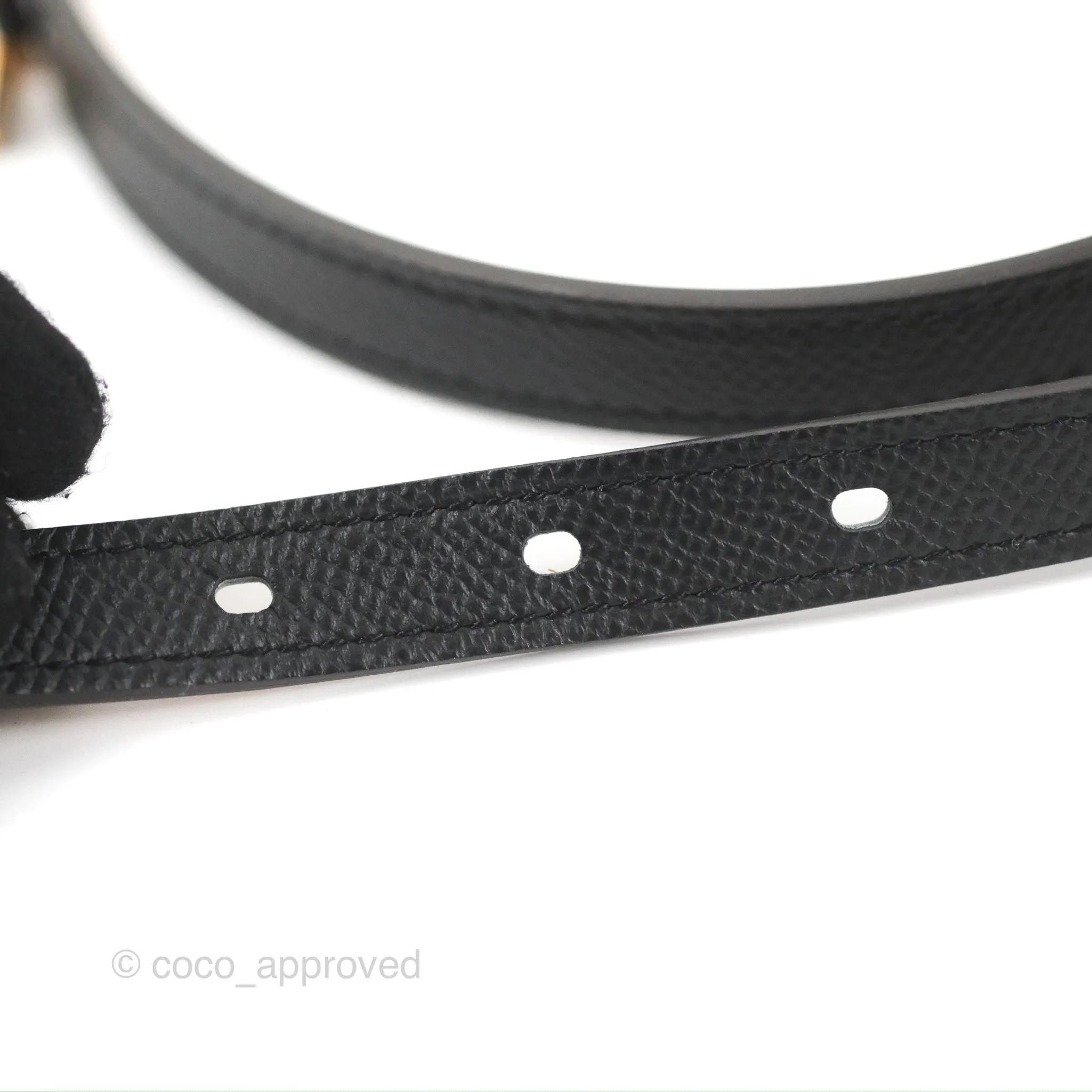 Hermes Pop H 15 Belt Epsom Black Rose Gold Hardware Size 90