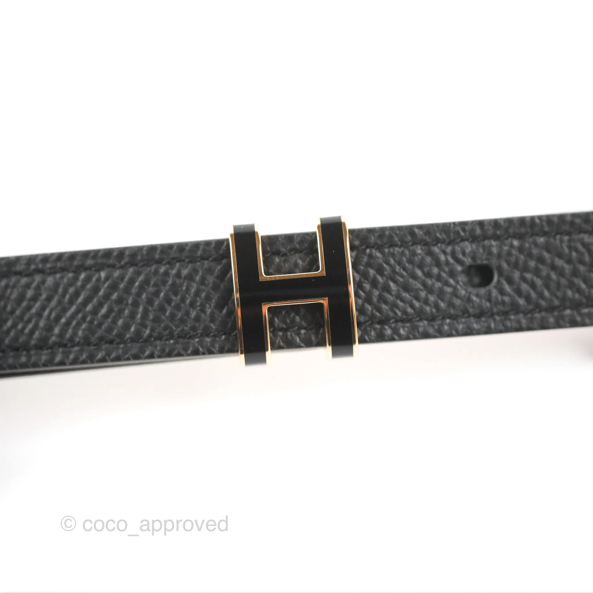 Hermes Pop H 15 Belt Epsom Black Rose Gold Hardware Size 90